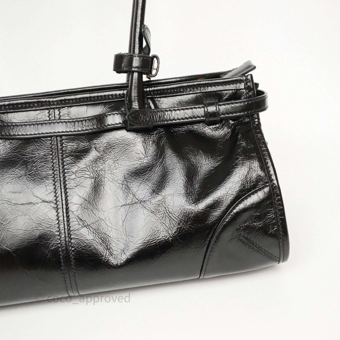 Prada Bonnie Medium Leather Handbag Black
