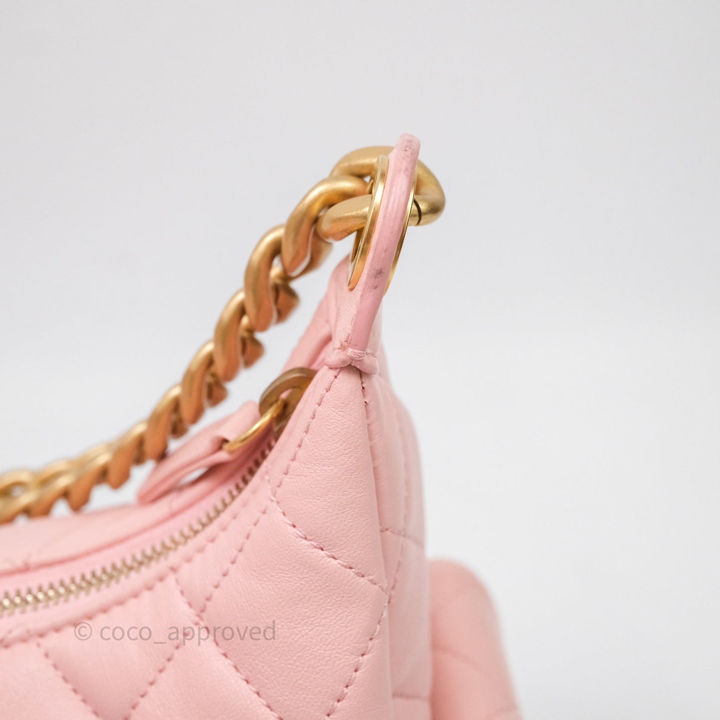 Chanel Small Quilted Trendy Double Pocket Hobo Pink Lambskin Aged Gold Hardware