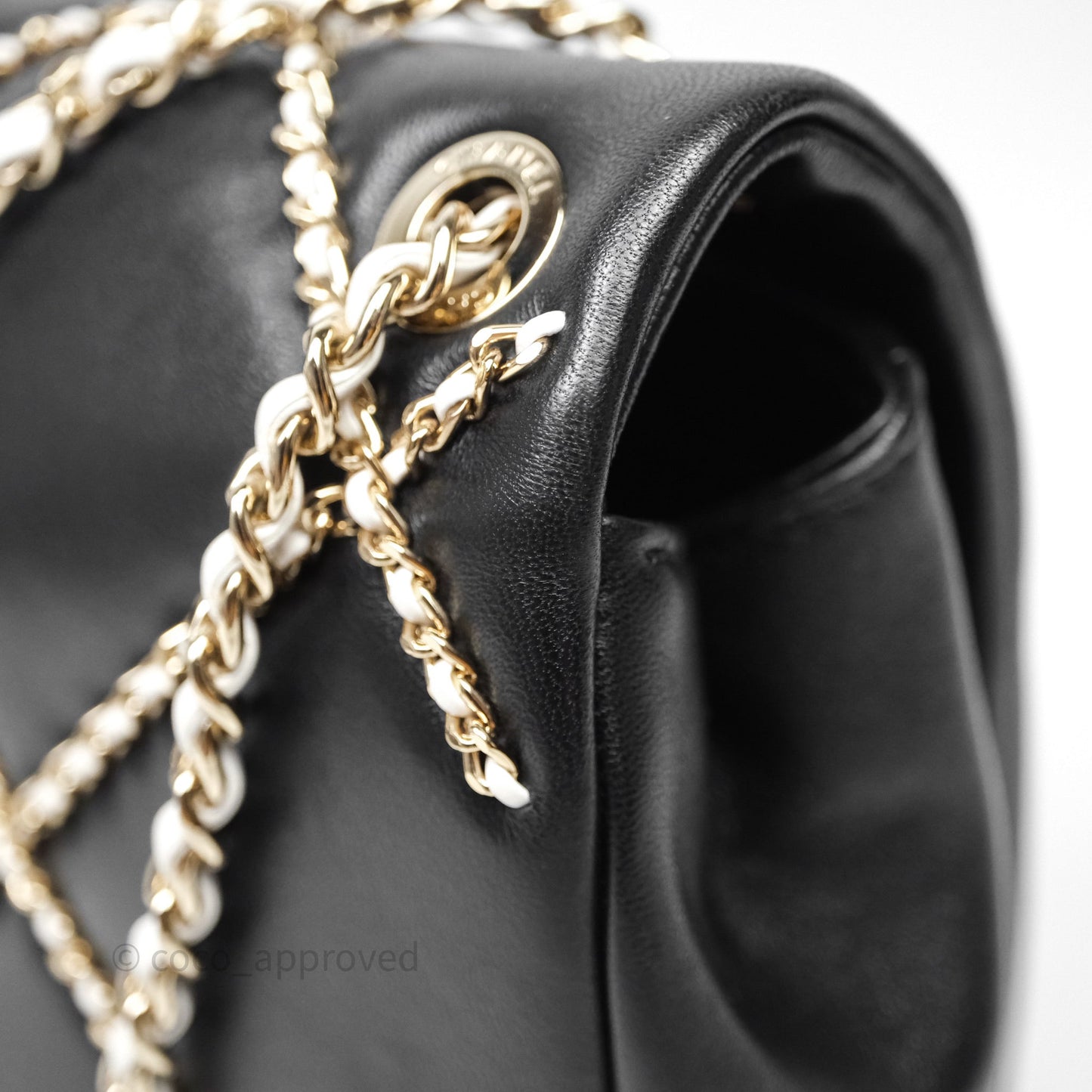 Chanel Small Entwined Chain Flap Black Lambskin Gold Hardware