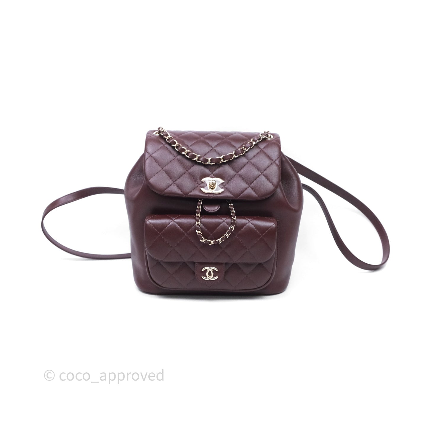 Chanel Quilted Large Duma Drawstring Backpack Bordeaux Calfskin Light Gold Hardware