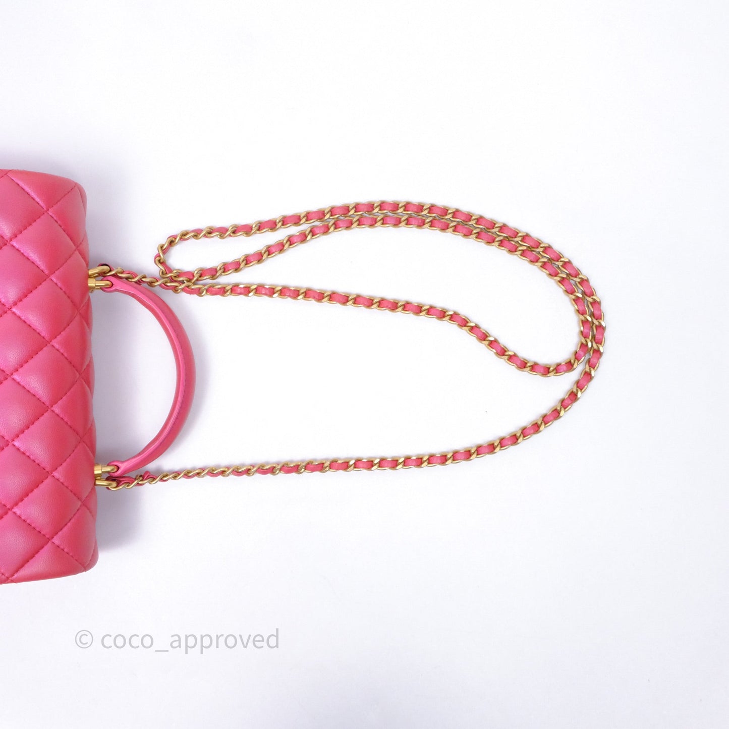 Chanel Top Handle Mini Rectangular Flap Bag Iridescent Dark Pink Lambskin Aged Gold Hardware