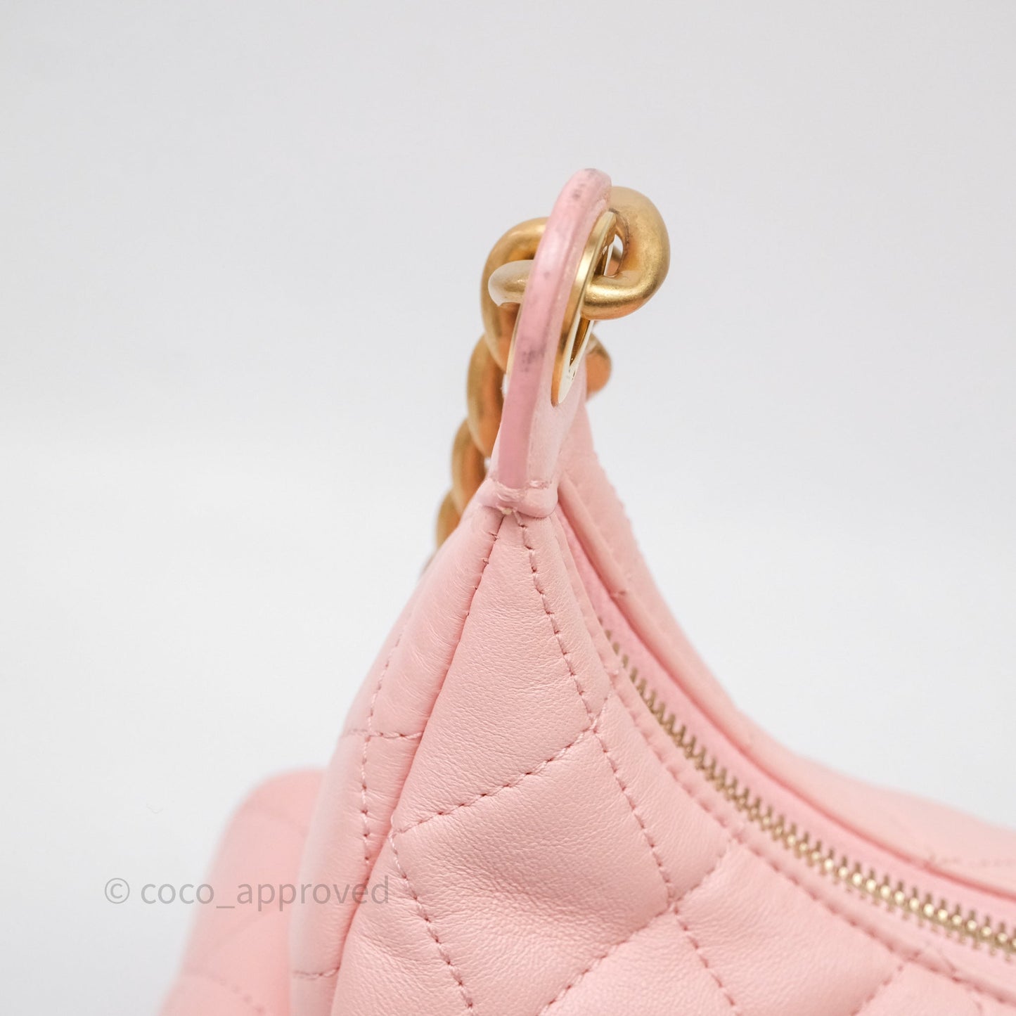 Chanel Small Quilted Trendy Double Pocket Hobo Pink Lambskin Aged Gold Hardware