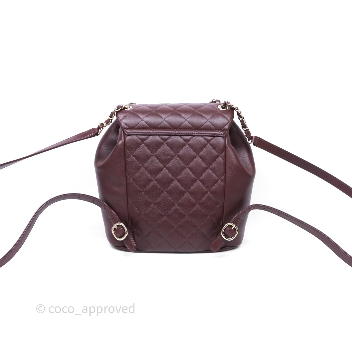 Chanel Quilted Large Duma Drawstring Backpack Bordeaux Calfskin Light Gold Hardware