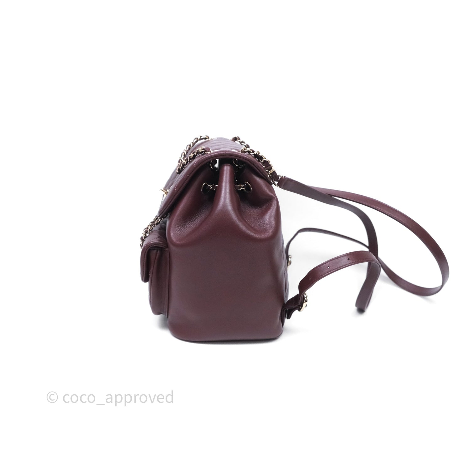 Chanel Quilted Large Duma Drawstring Backpack Bordeaux Calfskin Light Gold Hardware