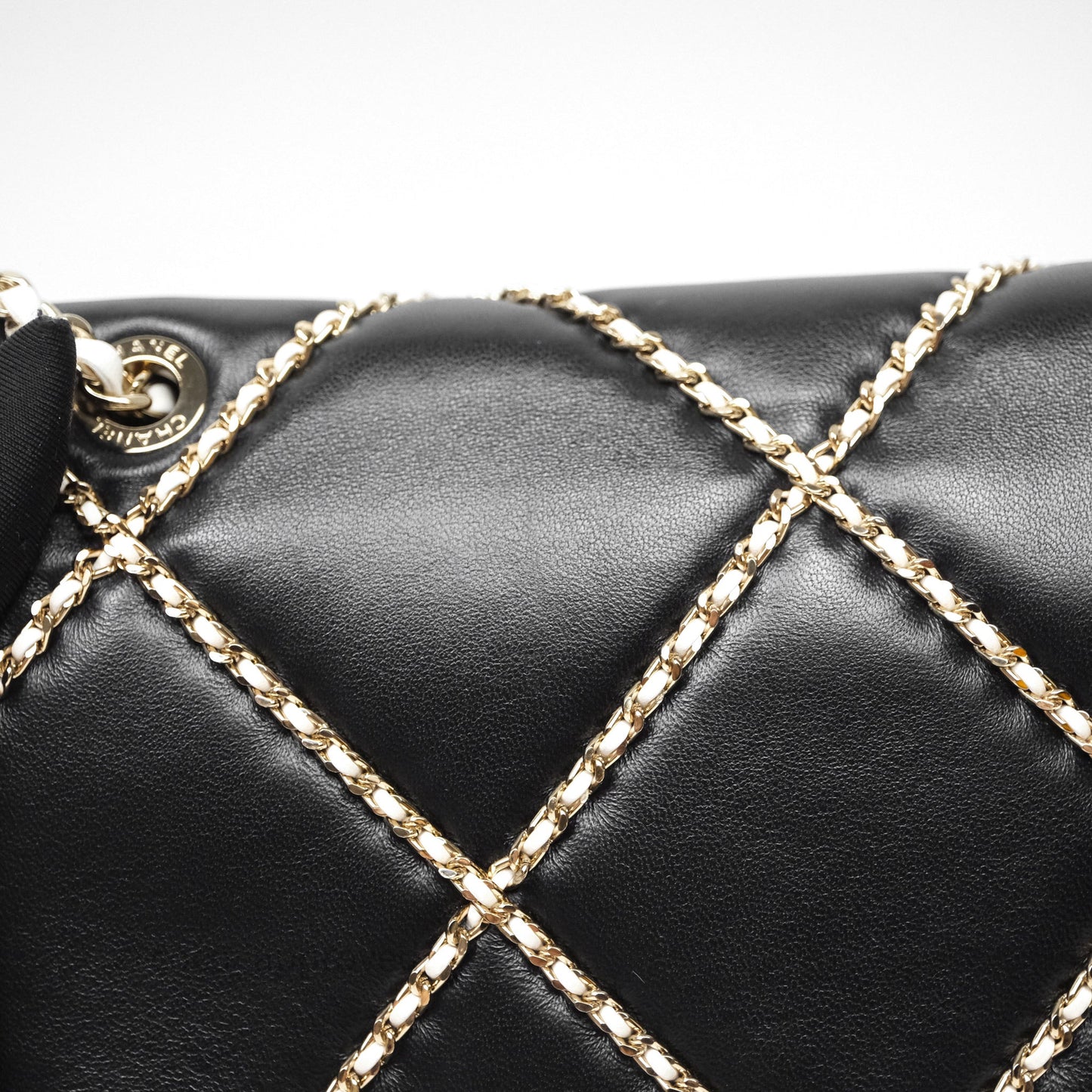 Chanel Small Entwined Chain Flap Black Lambskin Gold Hardware