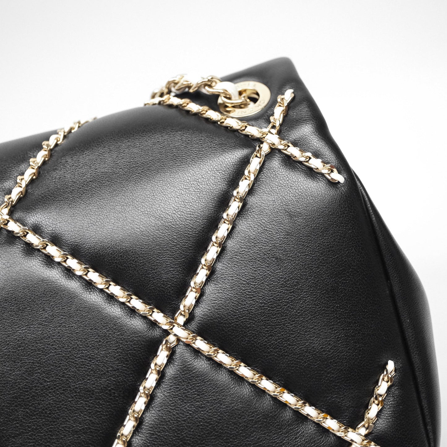 Chanel Small Entwined Chain Flap Black Lambskin Gold Hardware