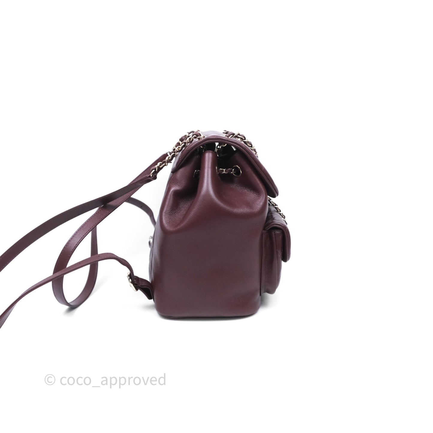 Chanel Quilted Large Duma Drawstring Backpack Bordeaux Calfskin Light Gold Hardware