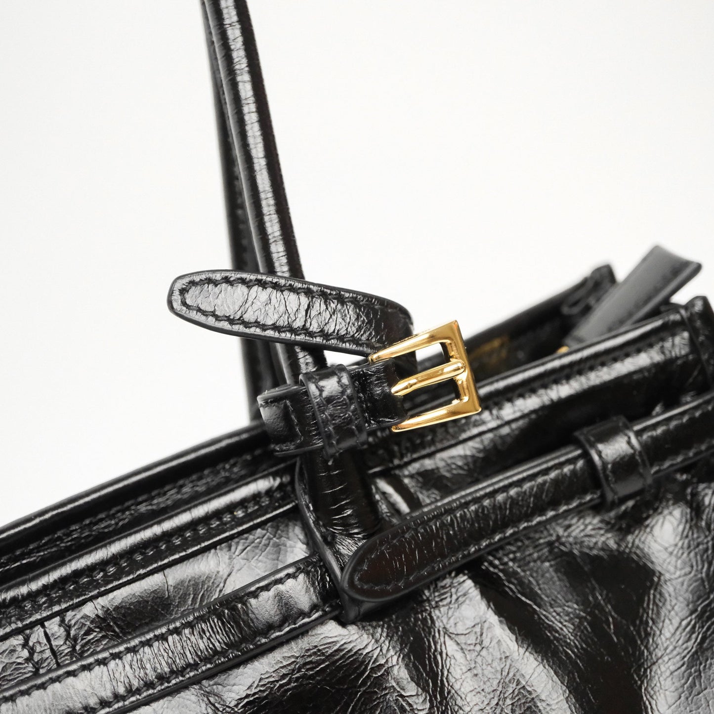 Prada Bonnie Medium Leather Handbag Black