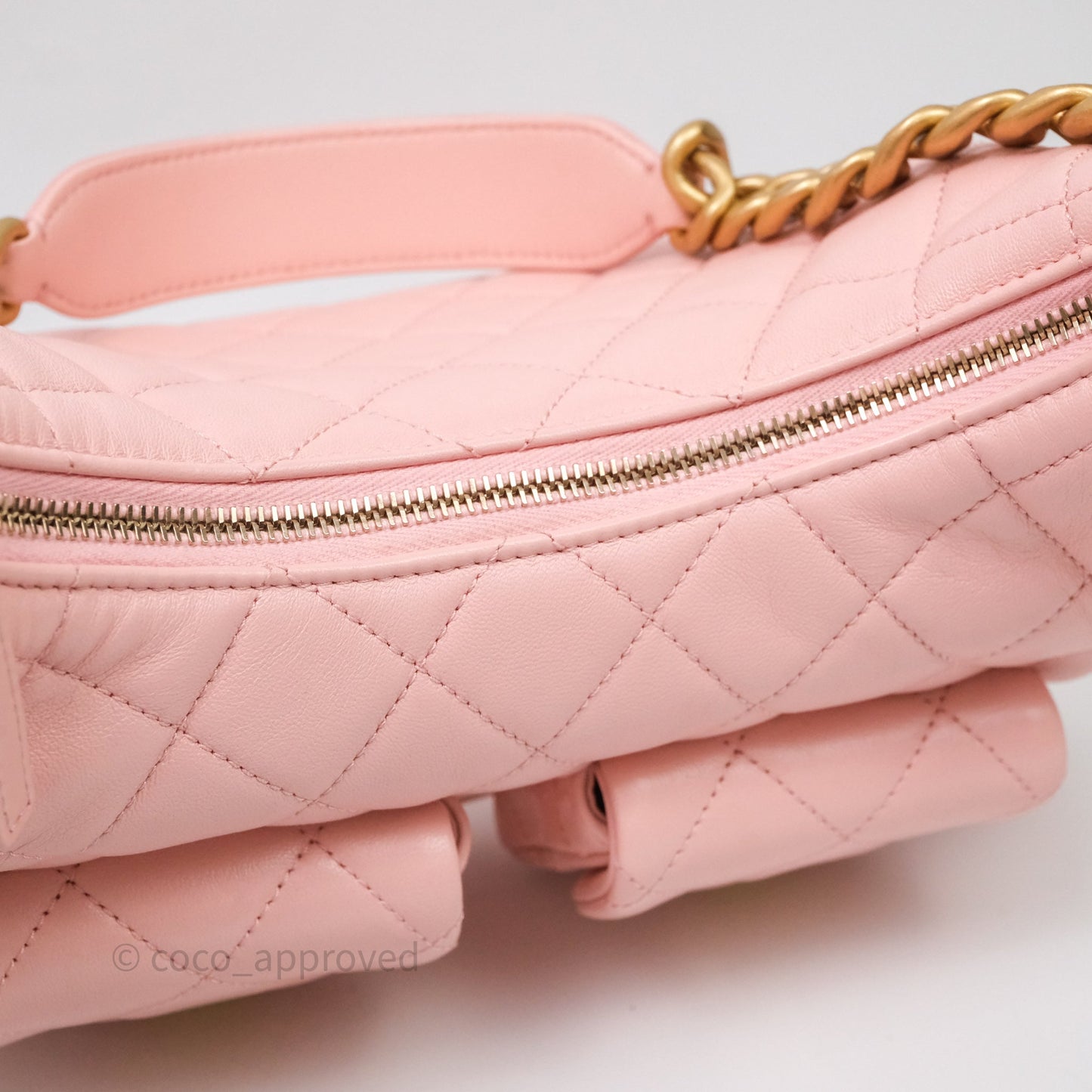 Chanel Small Quilted Trendy Double Pocket Hobo Pink Lambskin Aged Gold Hardware