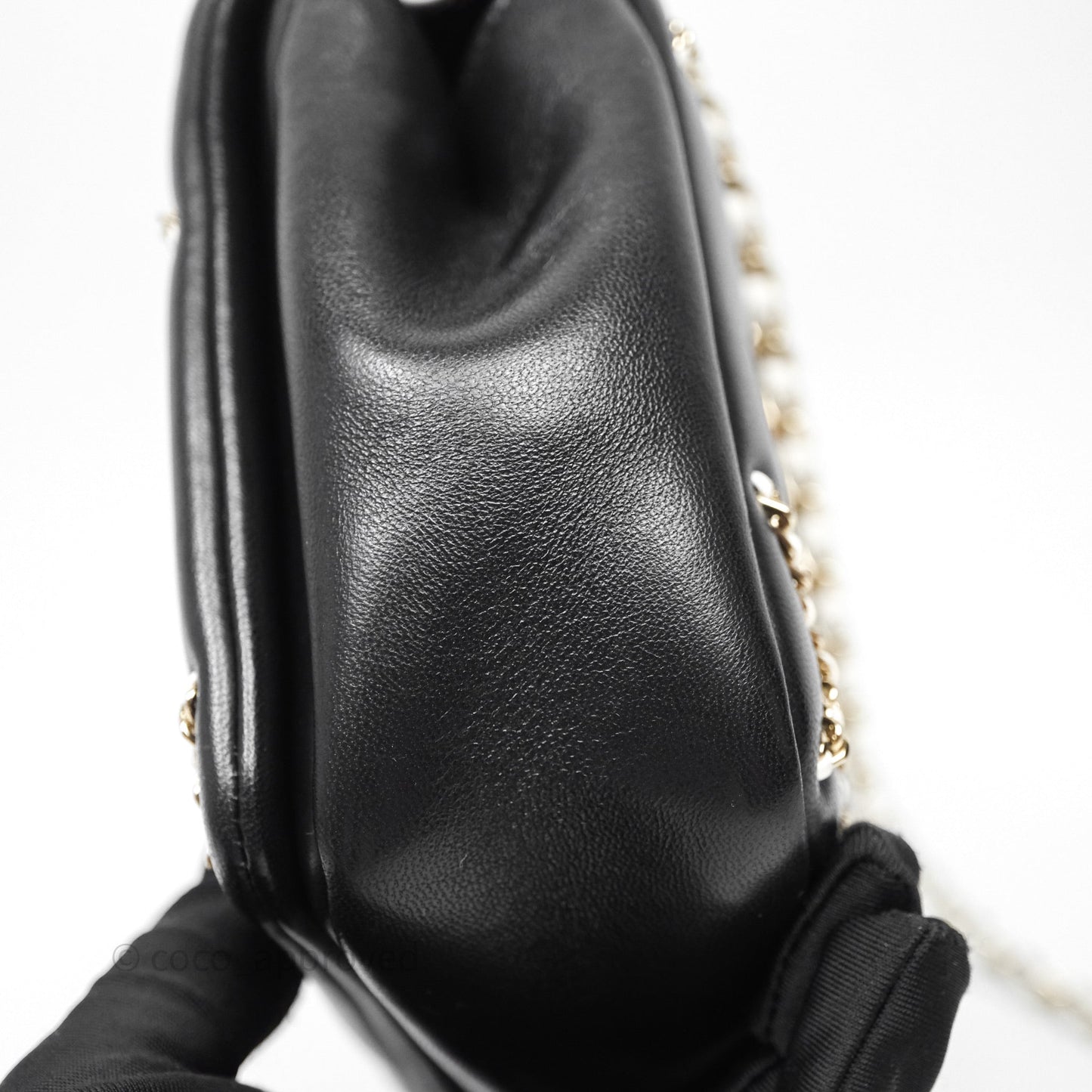 Chanel Small Entwined Chain Flap Black Lambskin Gold Hardware