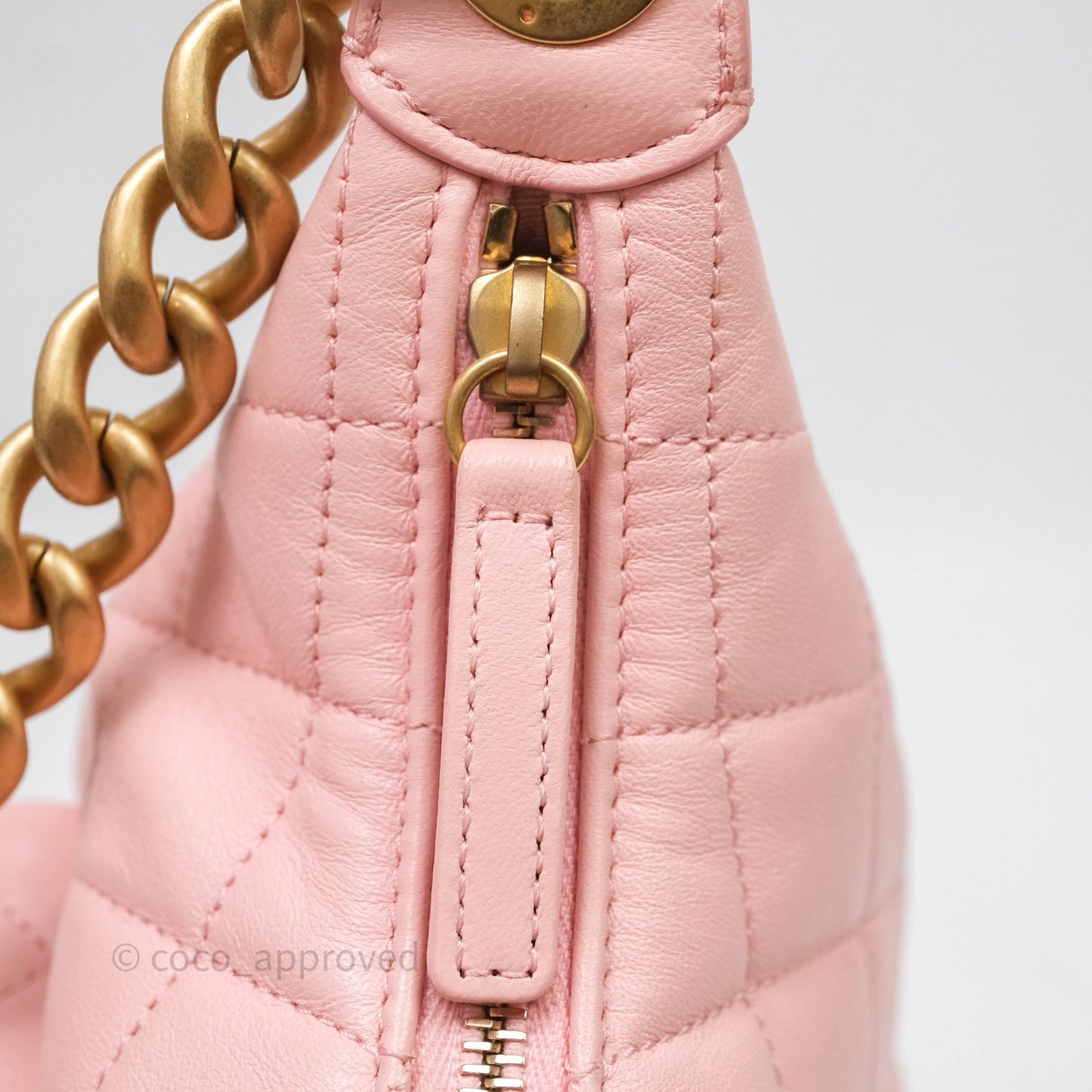 Chanel Small Quilted Trendy Double Pocket Hobo Pink Lambskin Aged Gold Hardware