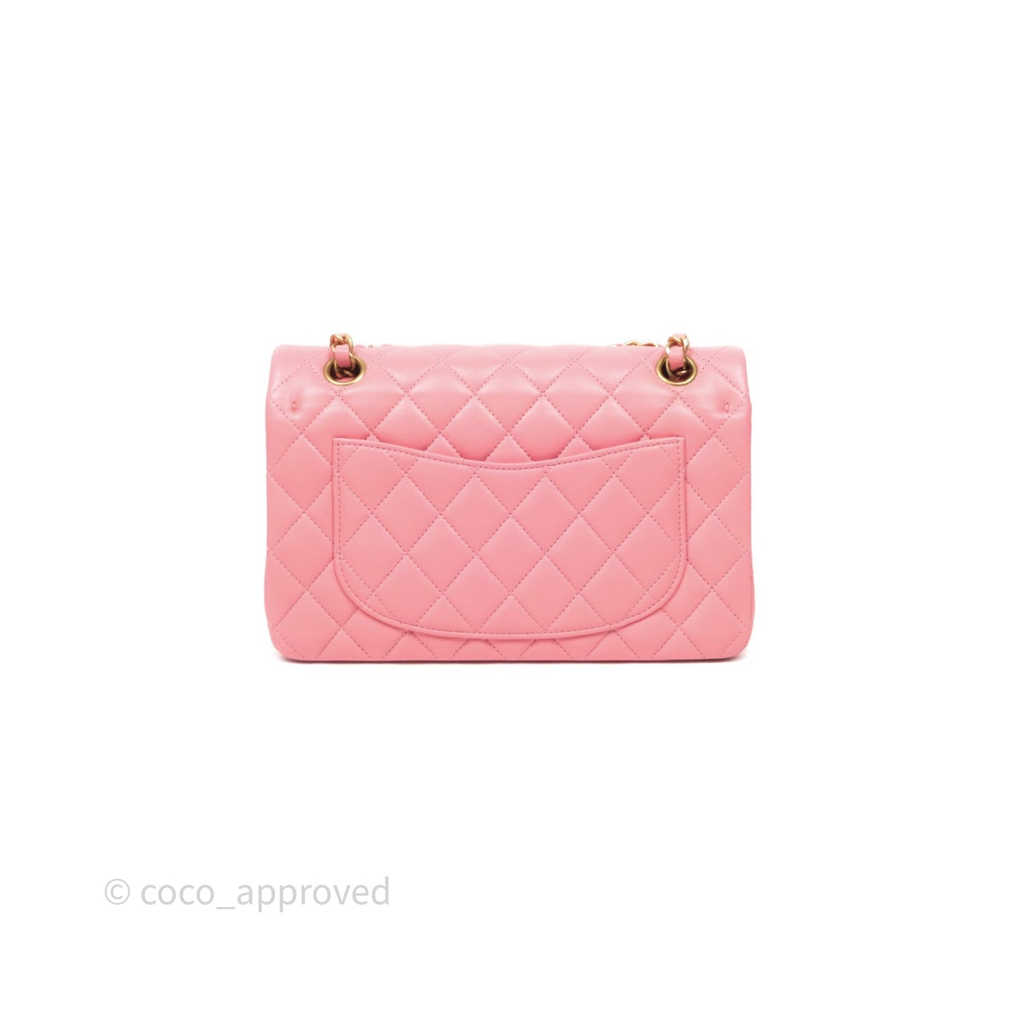 Chanel Small Classic Quilted Flap Pink Lambskin Aged Gold Hardware