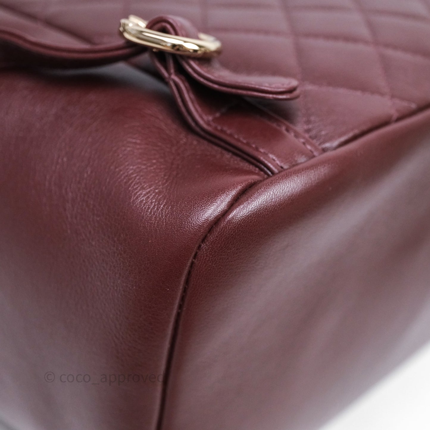 Chanel Quilted Large Duma Drawstring Backpack Bordeaux Calfskin Light Gold Hardware