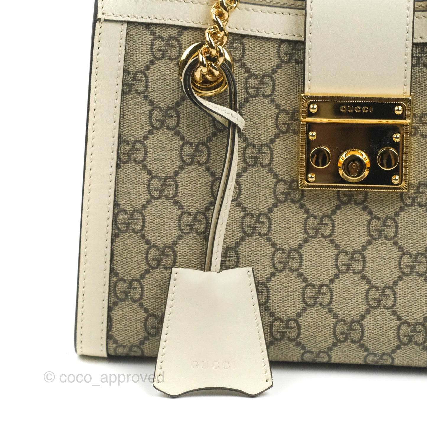 Gucci Small Padlock Shoulder Bag GG Supreme Canvas White