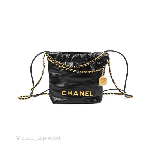 Chanel 22 Mini Bag Black Crumpled Calfskin