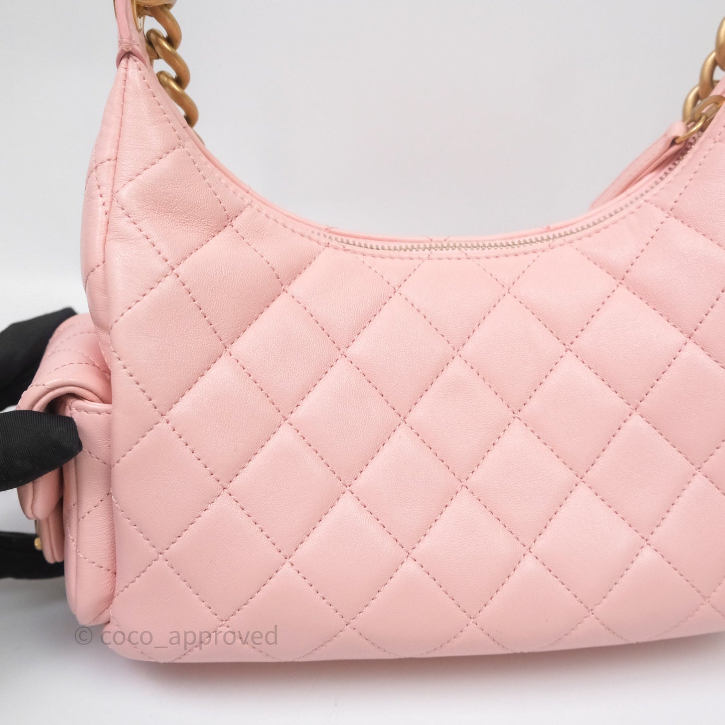 Chanel Small Quilted Trendy Double Pocket Hobo Pink Lambskin Aged Gold Hardware