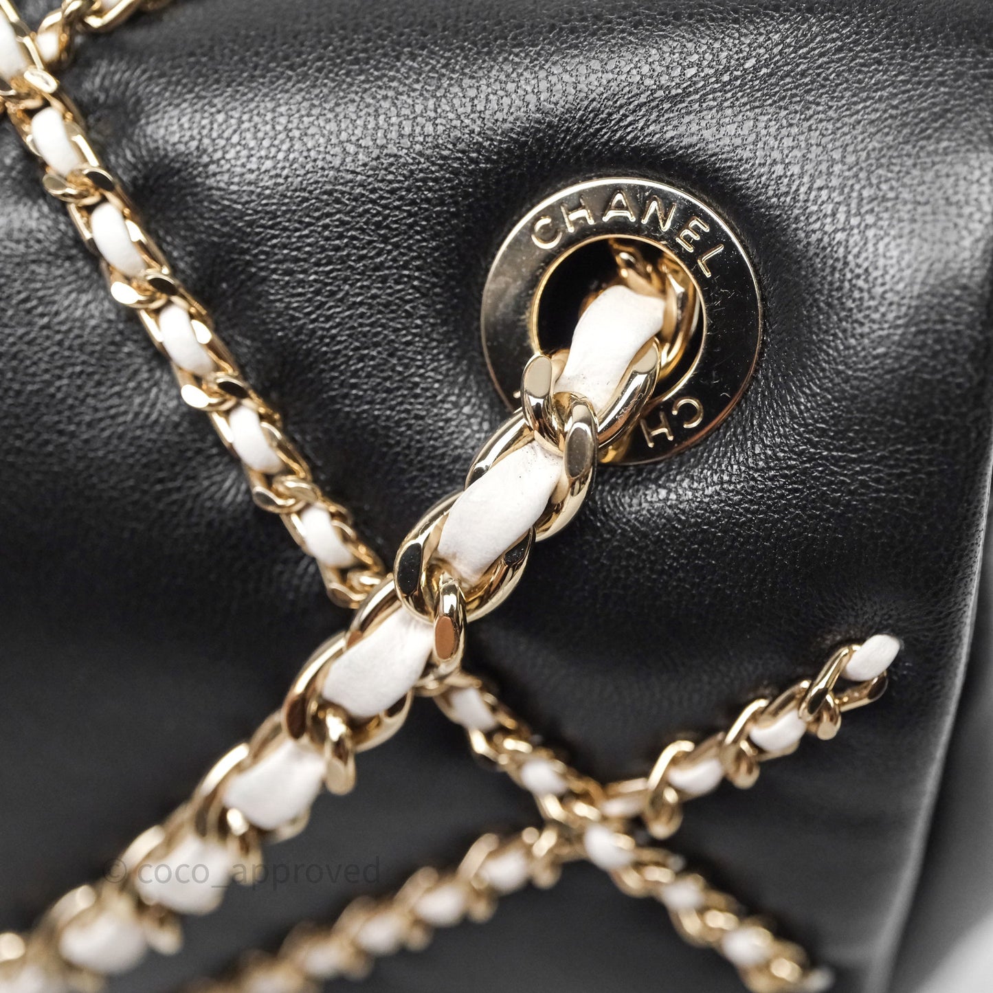 Chanel Small Entwined Chain Flap Black Lambskin Gold Hardware