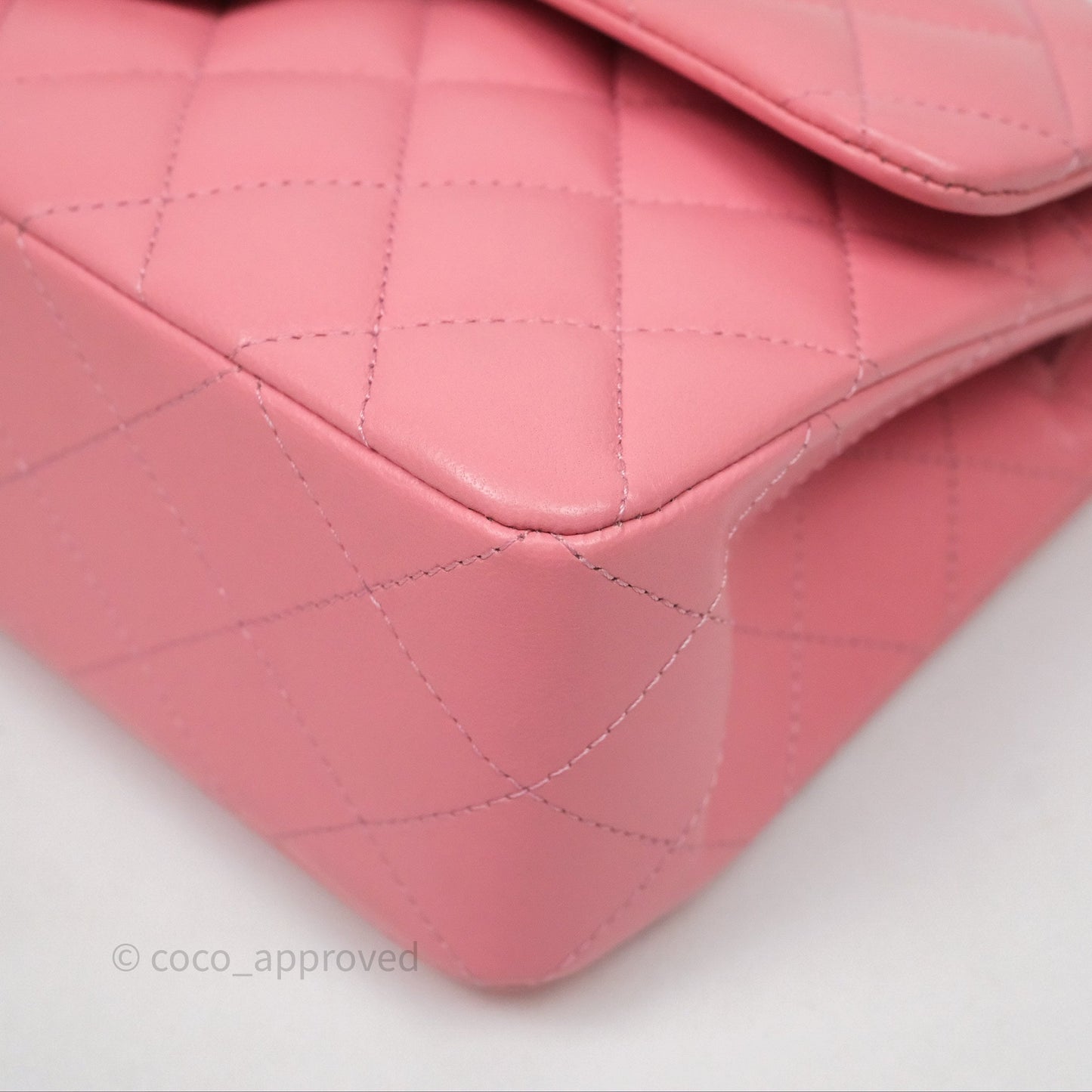 Chanel Small Classic Quilted Flap Pink Lambskin Aged Gold Hardware