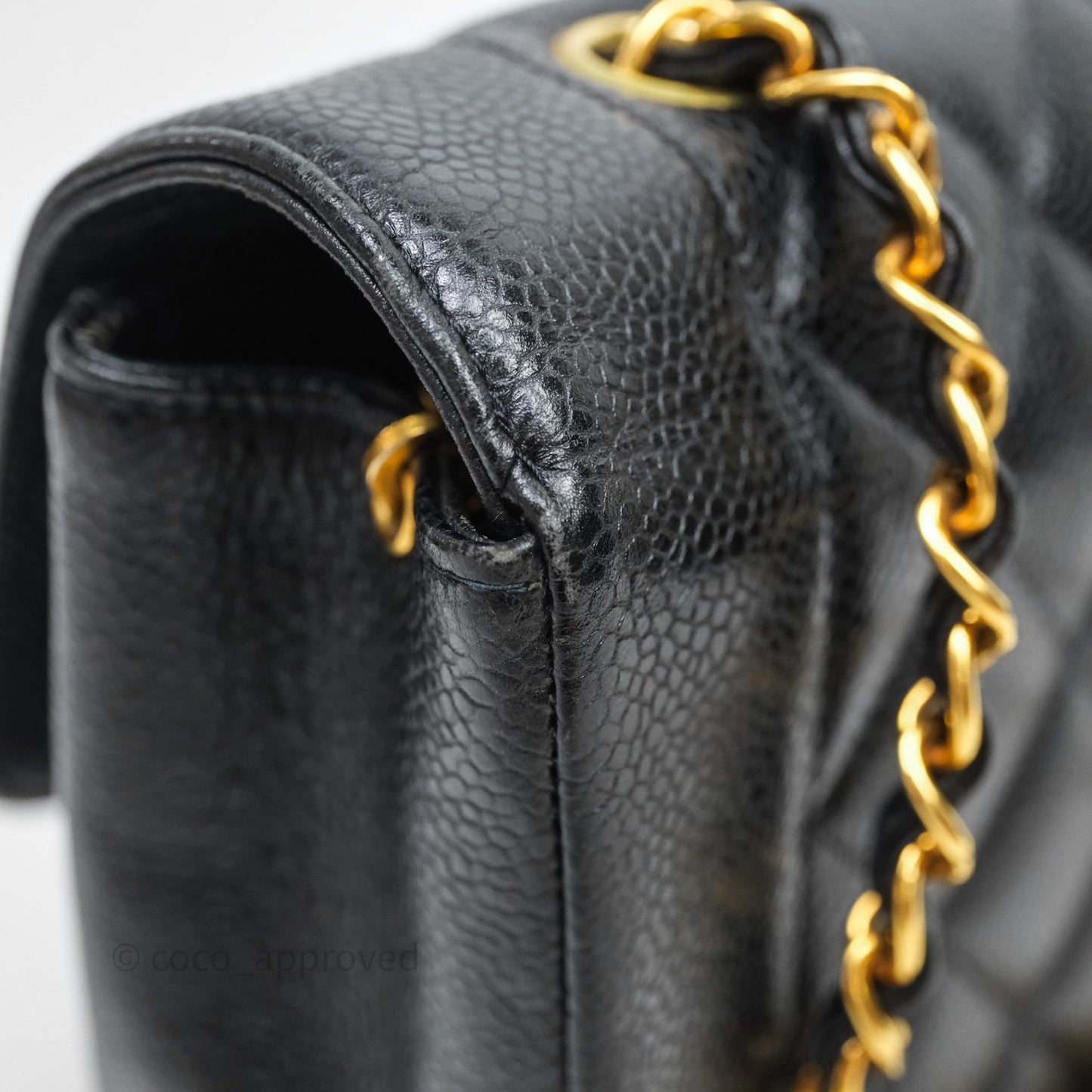 Chanel Vintage Medium Classic Diana Flap Bag Black Caviar 24K Gold Hardware