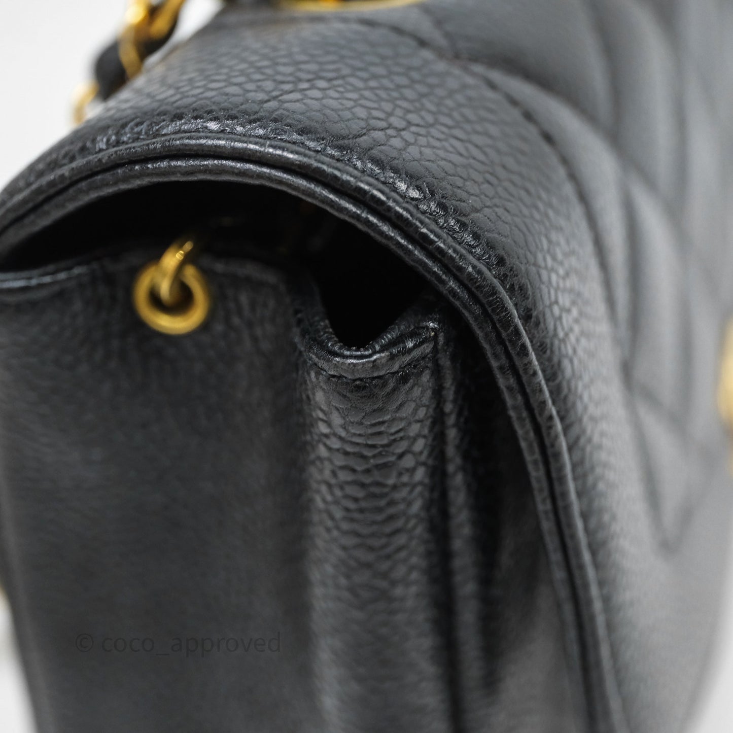 Chanel Vintage Medium Classic Diana Flap Bag Black Caviar 24K Gold Hardware