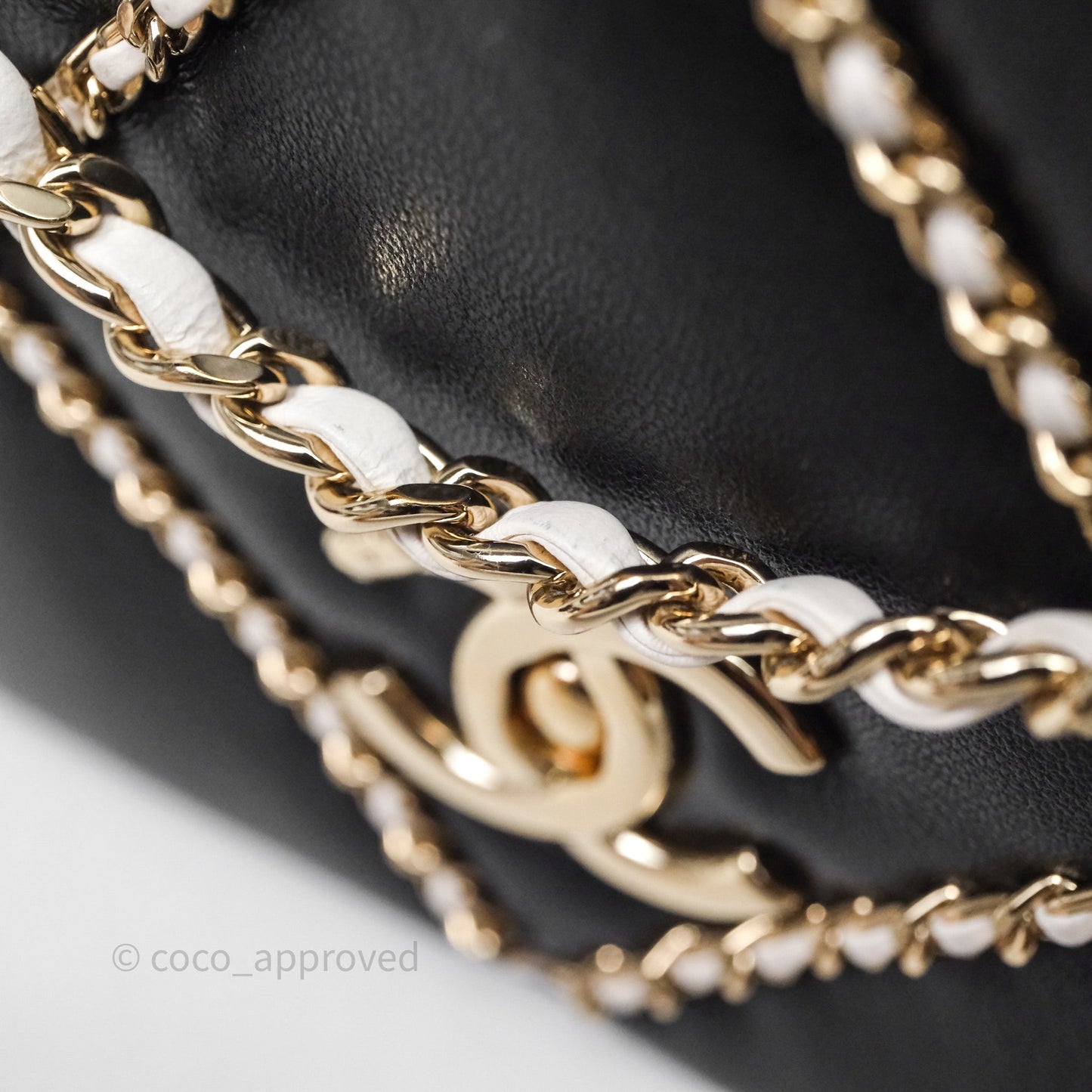 Chanel Small Entwined Chain Flap Black Lambskin Gold Hardware