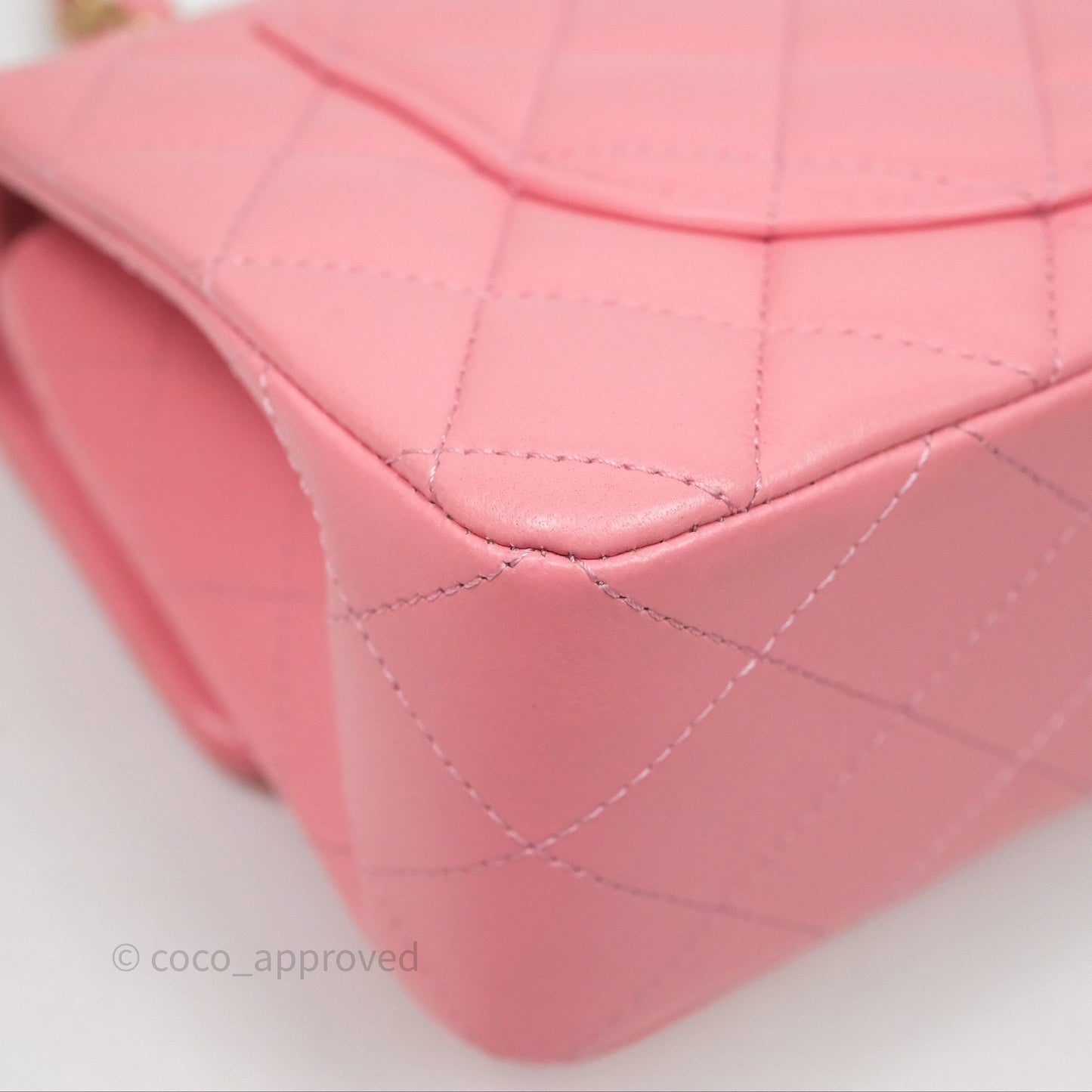 Chanel Small Classic Quilted Flap Pink Lambskin Aged Gold Hardware