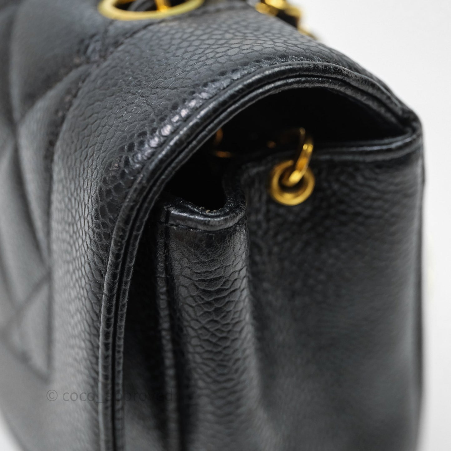 Chanel Vintage Medium Classic Diana Flap Bag Black Caviar 24K Gold Hardware