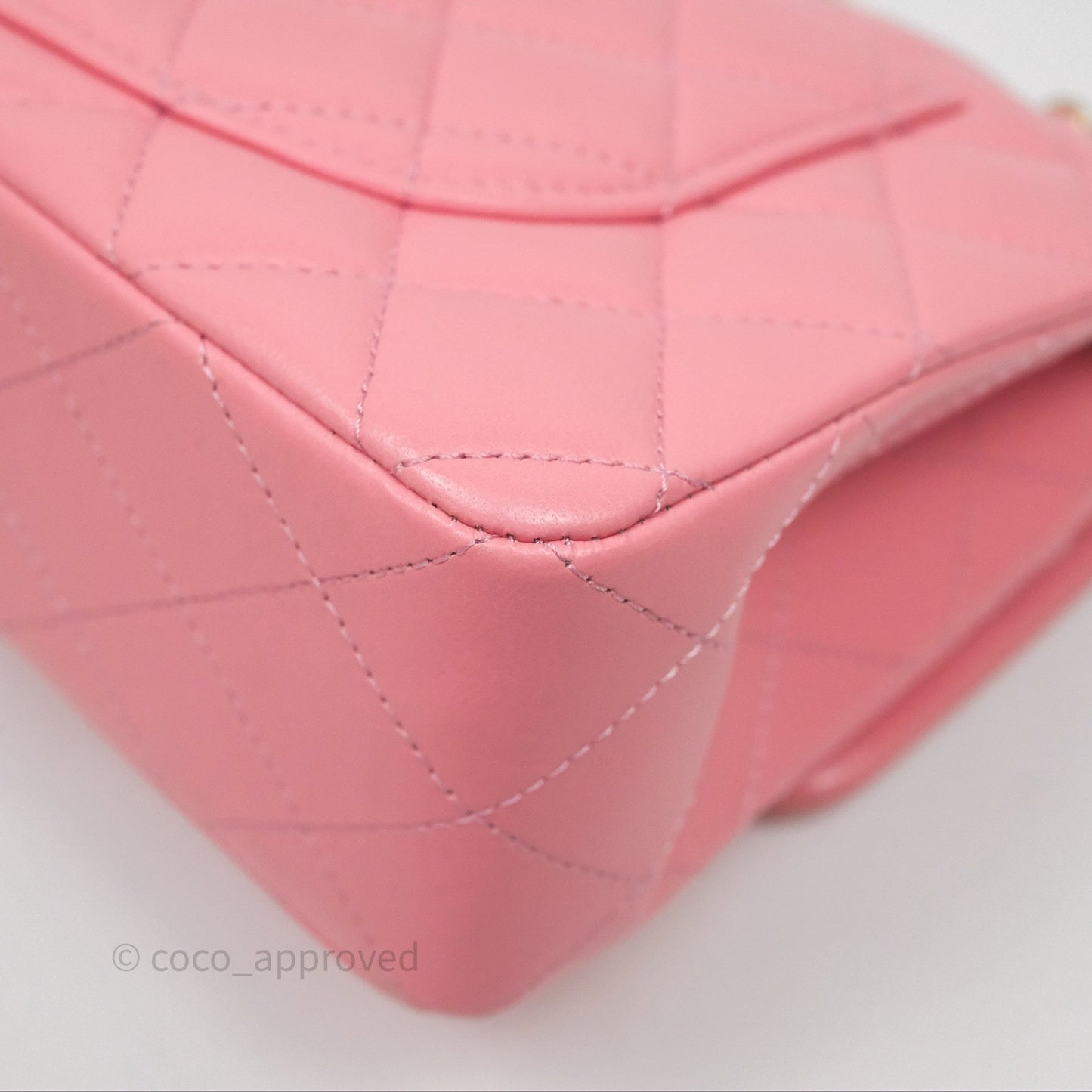 Chanel Small Classic Quilted Flap Pink Lambskin Aged Gold Hardware
