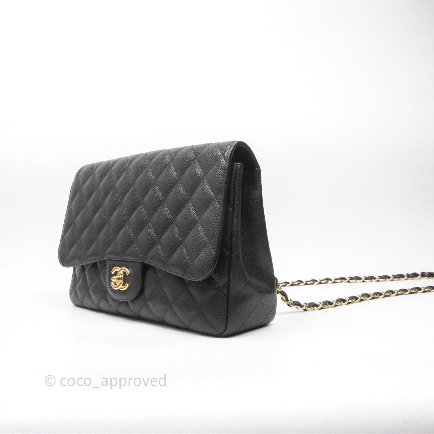 Chanel Jumbo Single Flap Black Caviar Gold Hardware⁣⁣