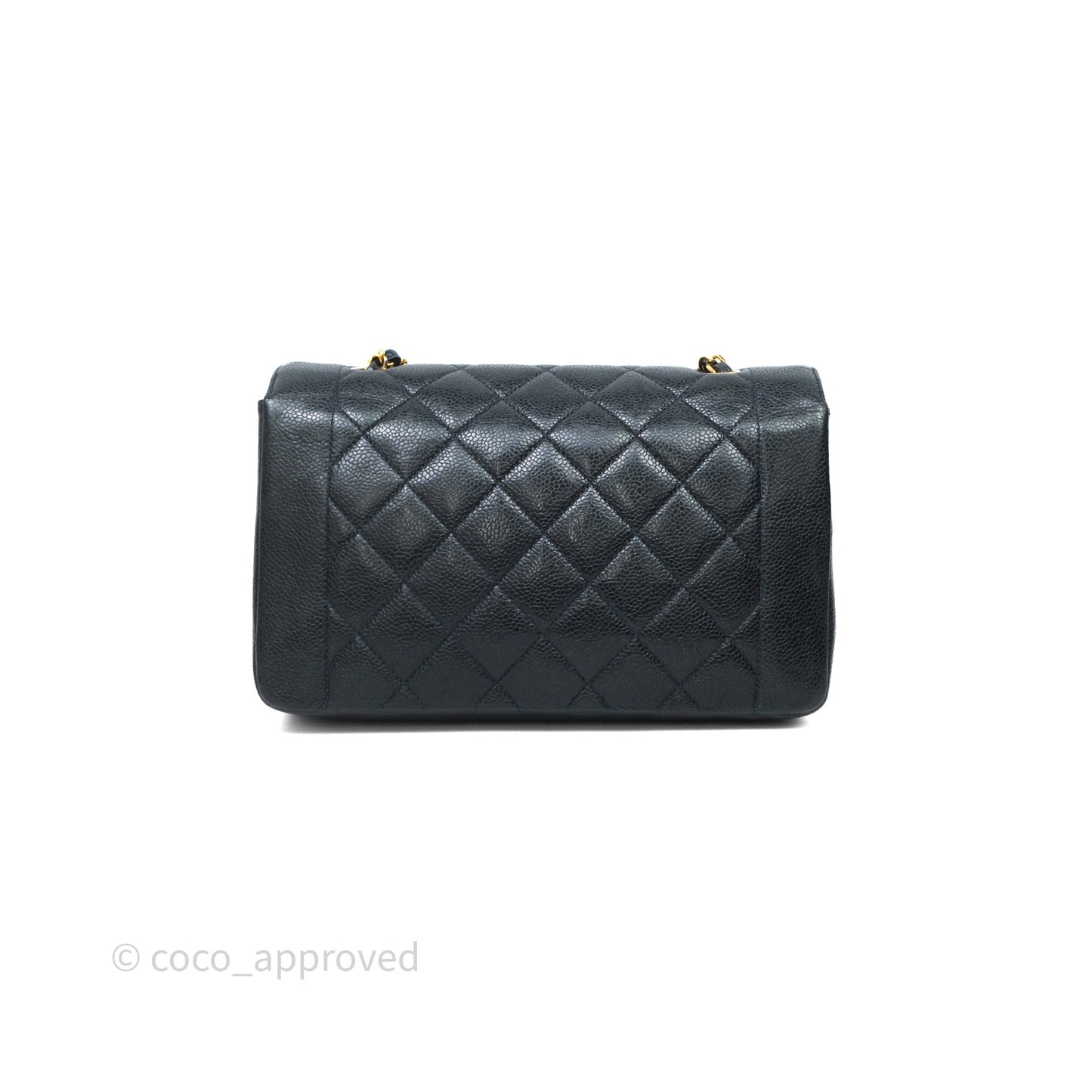 Chanel Vintage Medium Classic Diana Flap Bag Black Caviar 24K Gold Hardware
