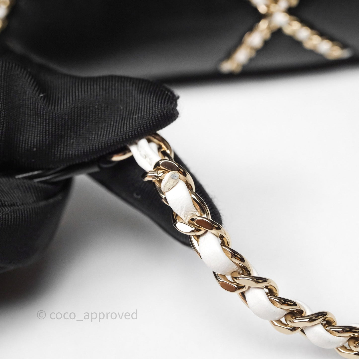 Chanel Small Entwined Chain Flap Black Lambskin Gold Hardware