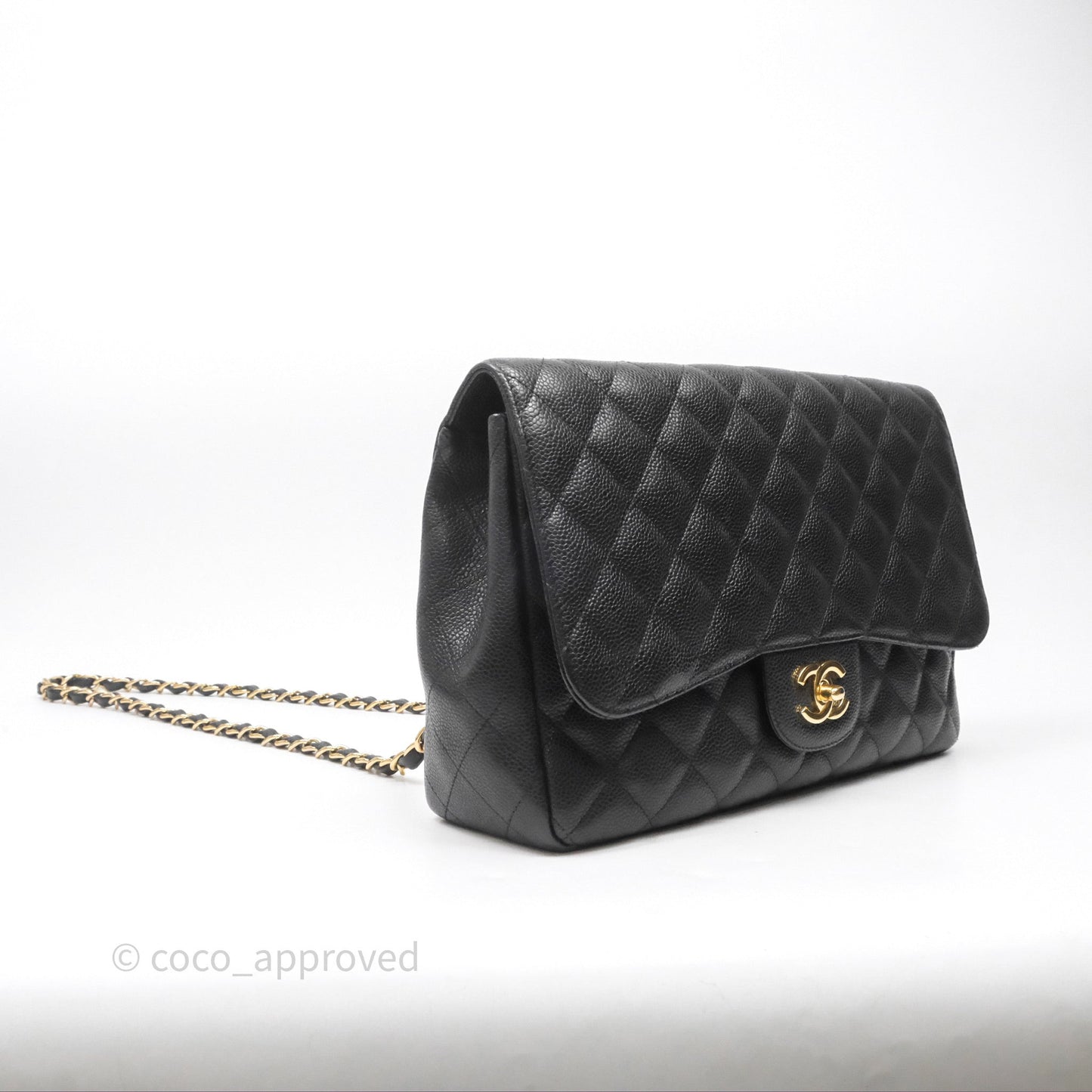 Chanel Jumbo Single Flap Black Caviar Gold Hardware⁣⁣