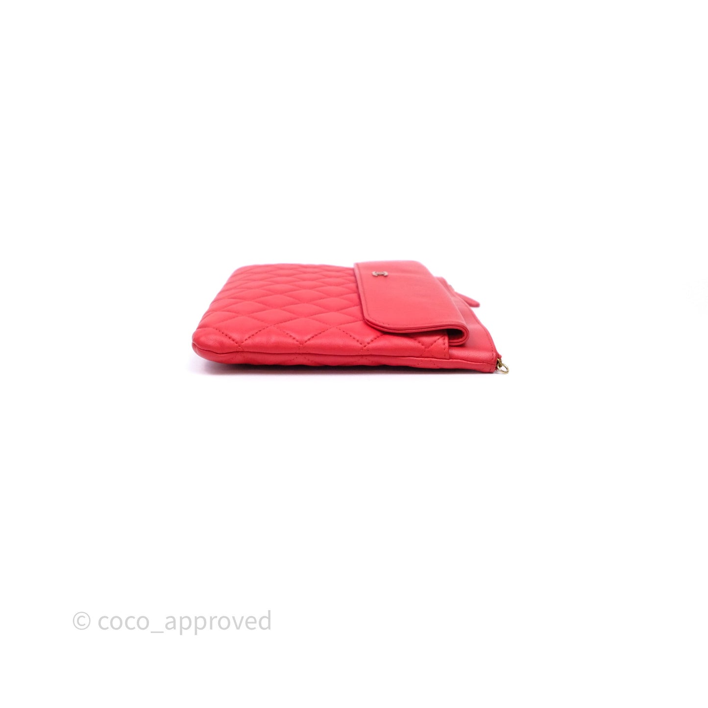Chanel Flap O Case Clutch Red Lambskin Gold Hardware