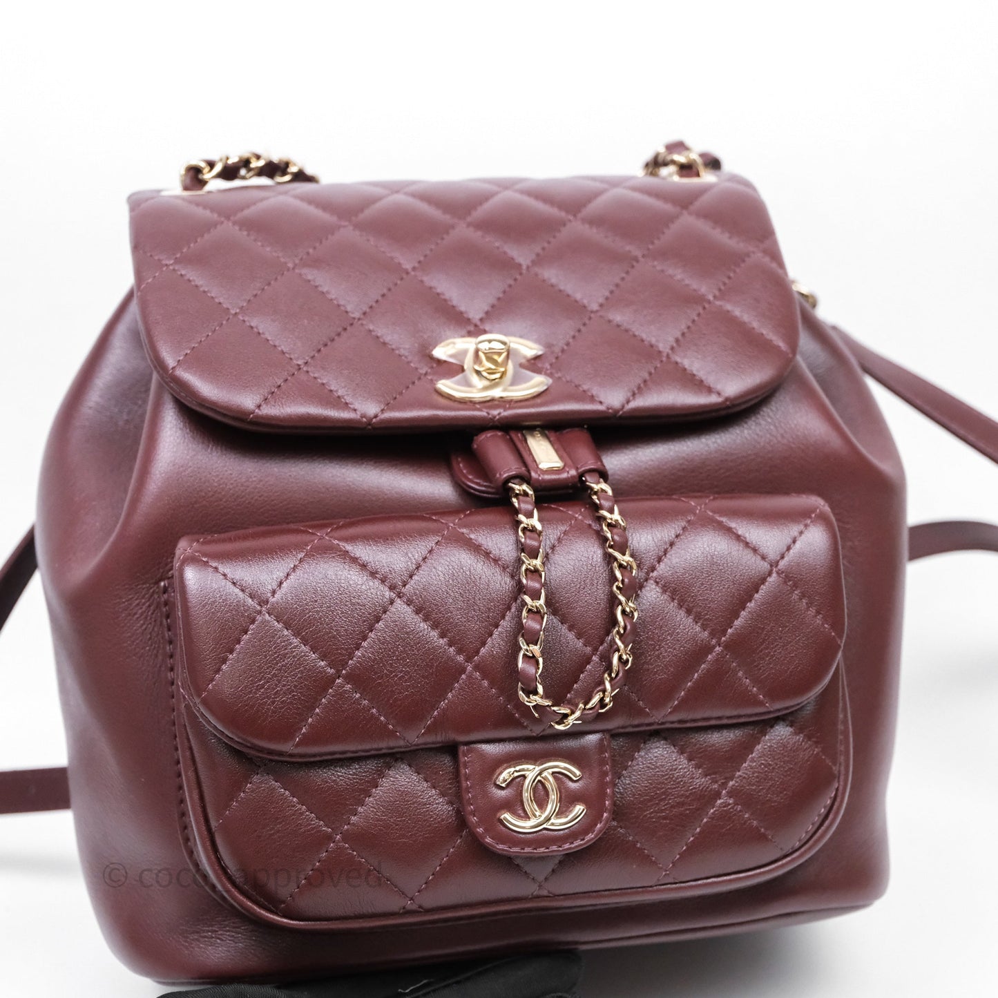Chanel Quilted Large Duma Drawstring Backpack Bordeaux Calfskin Light Gold Hardware