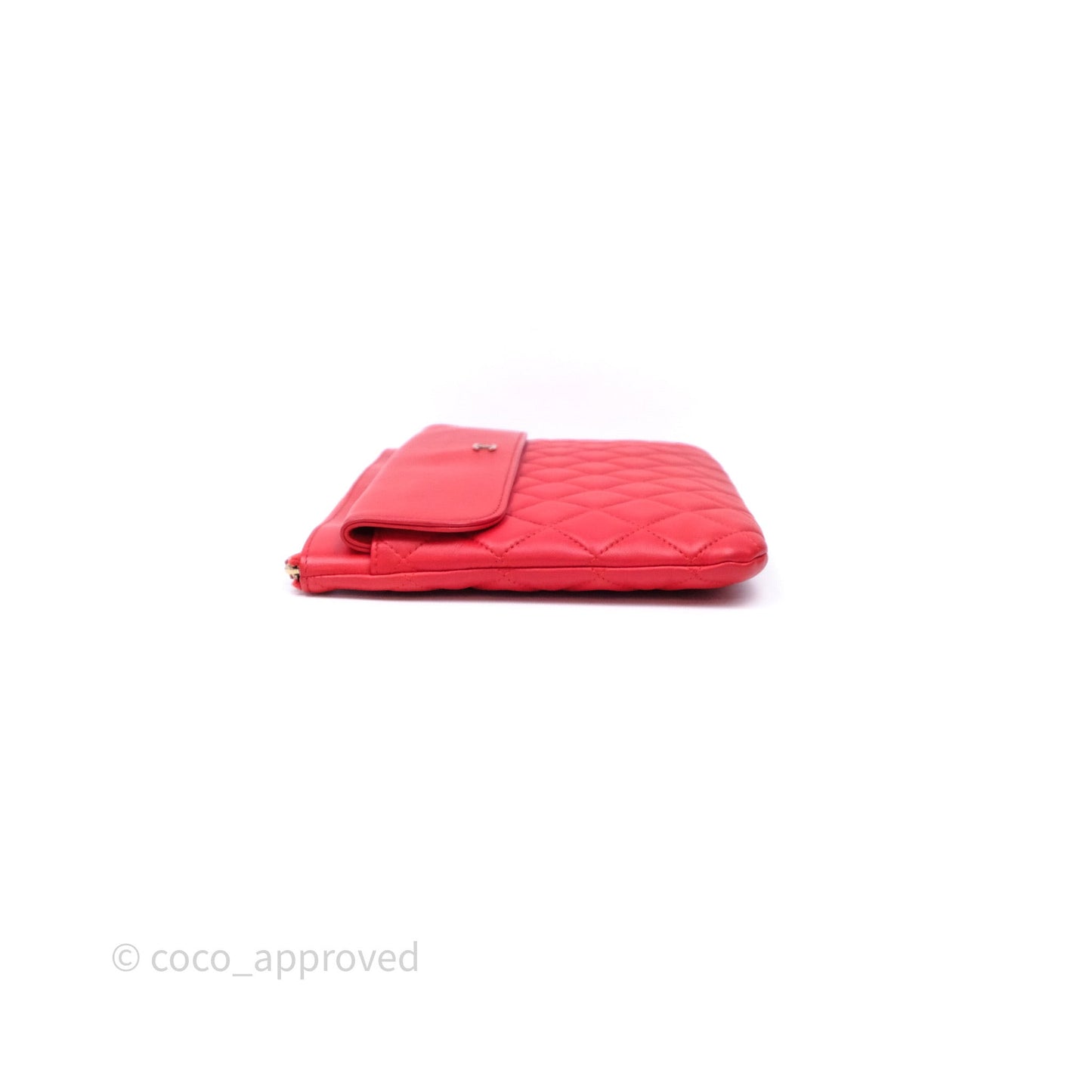 Chanel Flap O Case Clutch Red Lambskin Gold Hardware