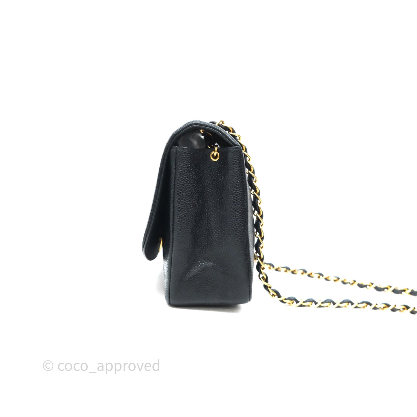 Chanel Vintage Medium Classic Diana Flap Bag Black Caviar 24K Gold Hardware