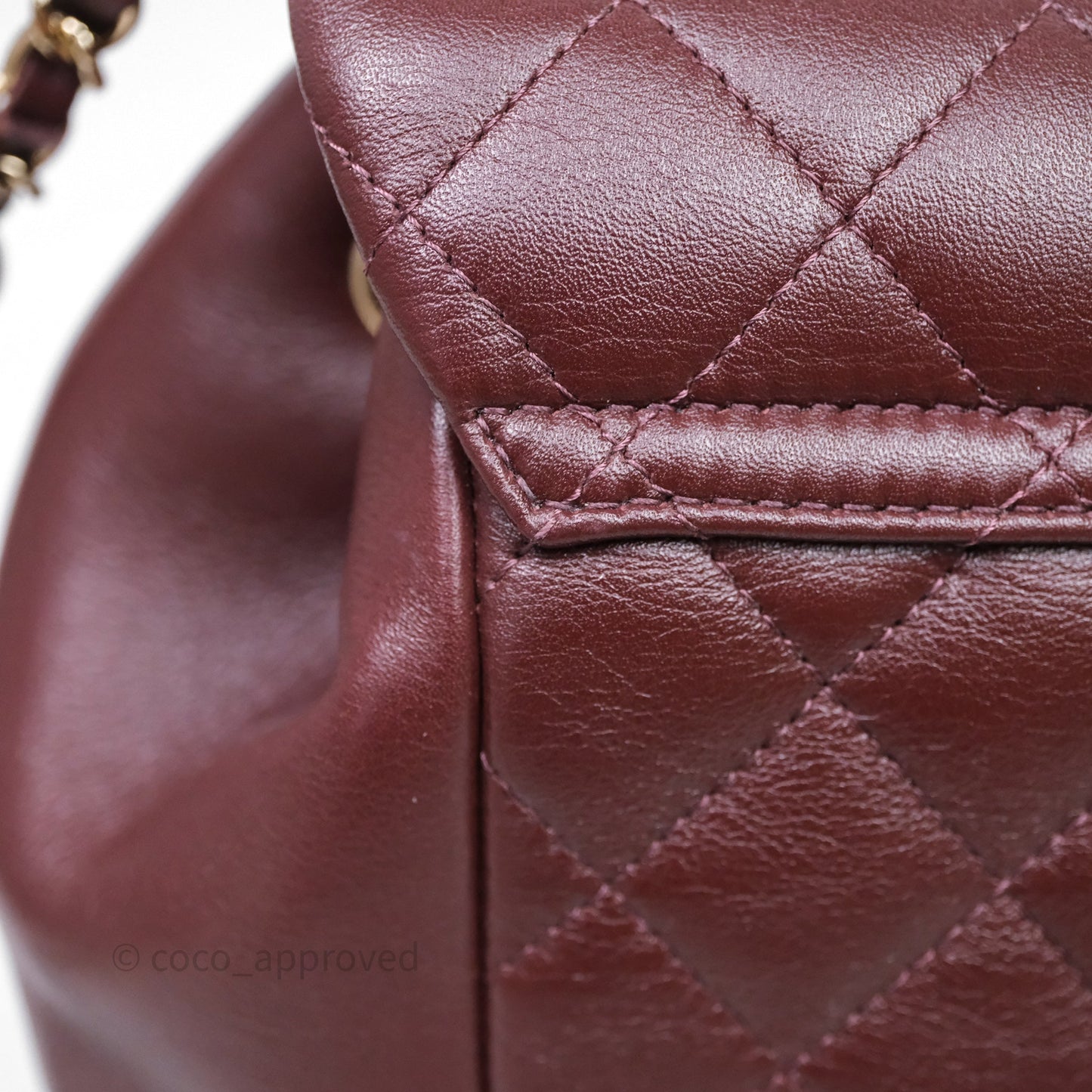 Chanel Quilted Large Duma Drawstring Backpack Bordeaux Calfskin Light Gold Hardware