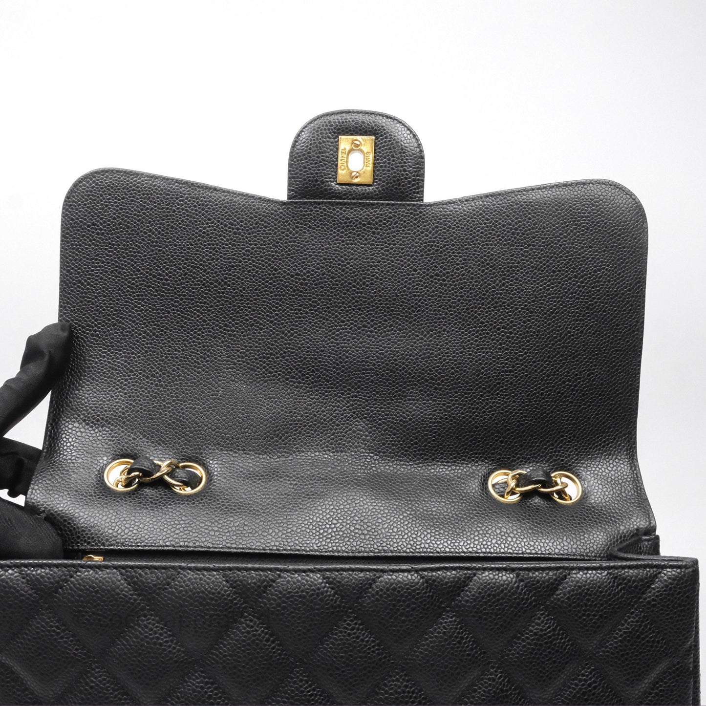 Chanel Jumbo Single Flap Black Caviar Gold Hardware⁣⁣