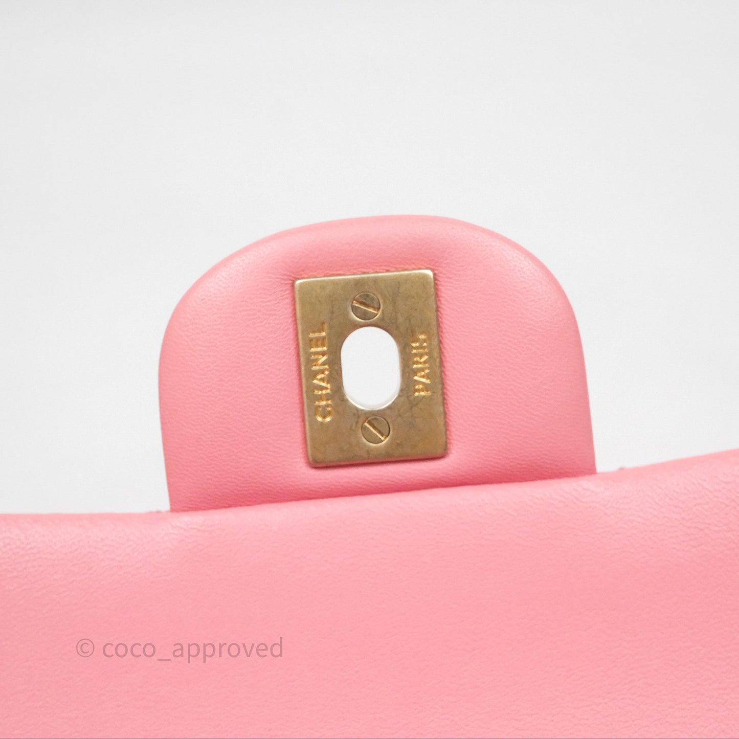 Chanel Small Classic Quilted Flap Pink Lambskin Aged Gold Hardware