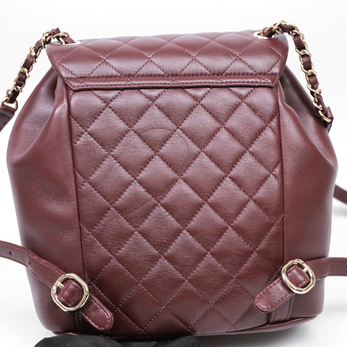 Chanel Quilted Large Duma Drawstring Backpack Bordeaux Calfskin Light Gold Hardware