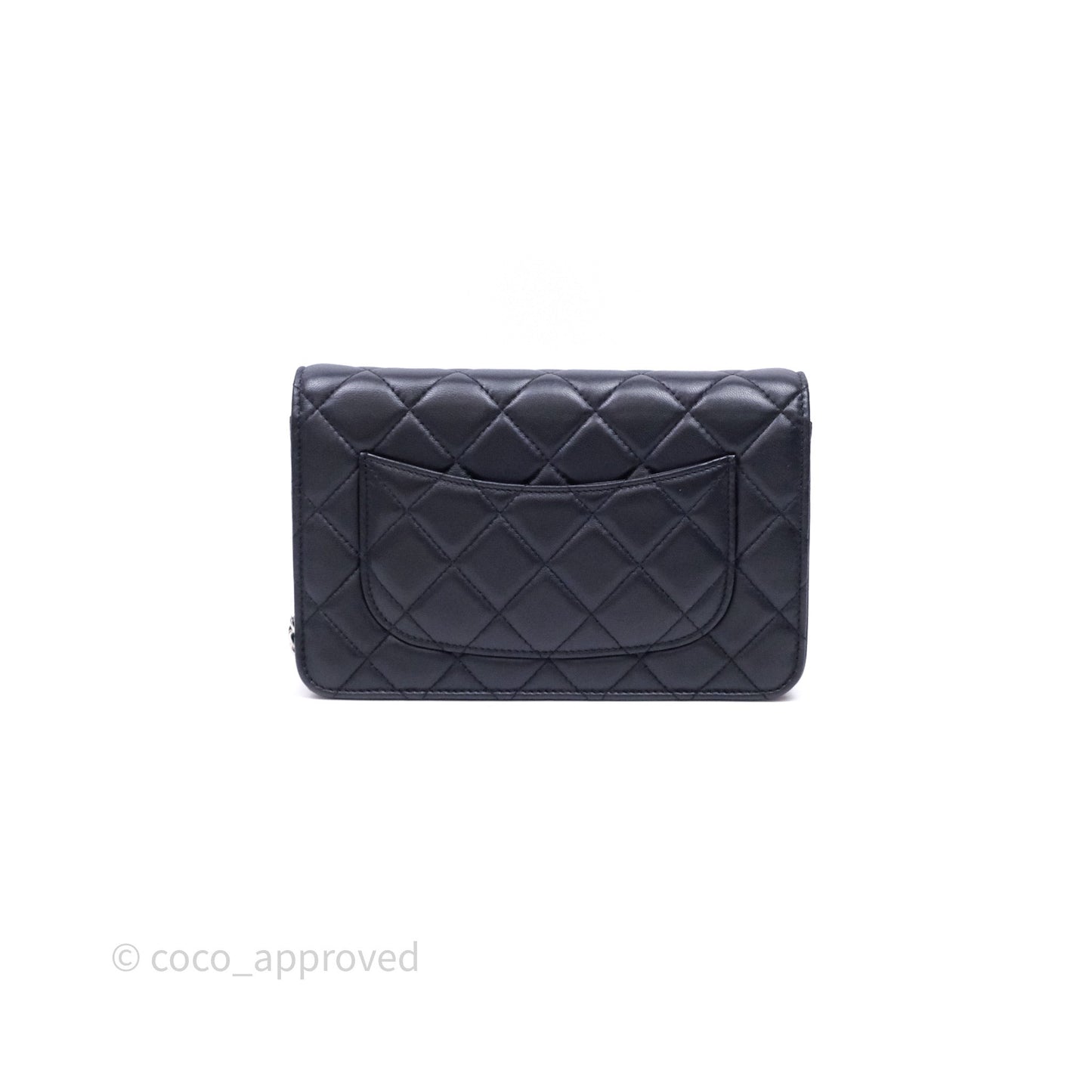 Chanel Quilted Classic Wallet on Chain WOC Black Lambskin Silver Hardware