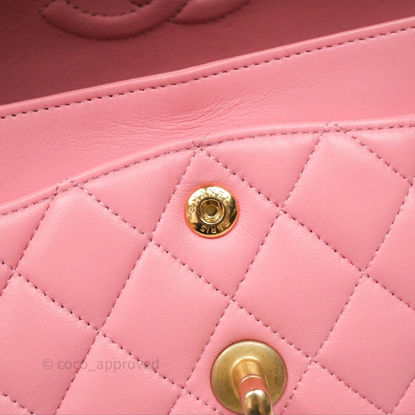 Chanel Small Classic Quilted Flap Pink Lambskin Aged Gold Hardware