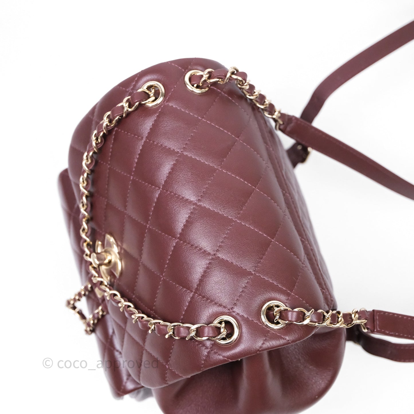 Chanel Quilted Large Duma Drawstring Backpack Bordeaux Calfskin Light Gold Hardware