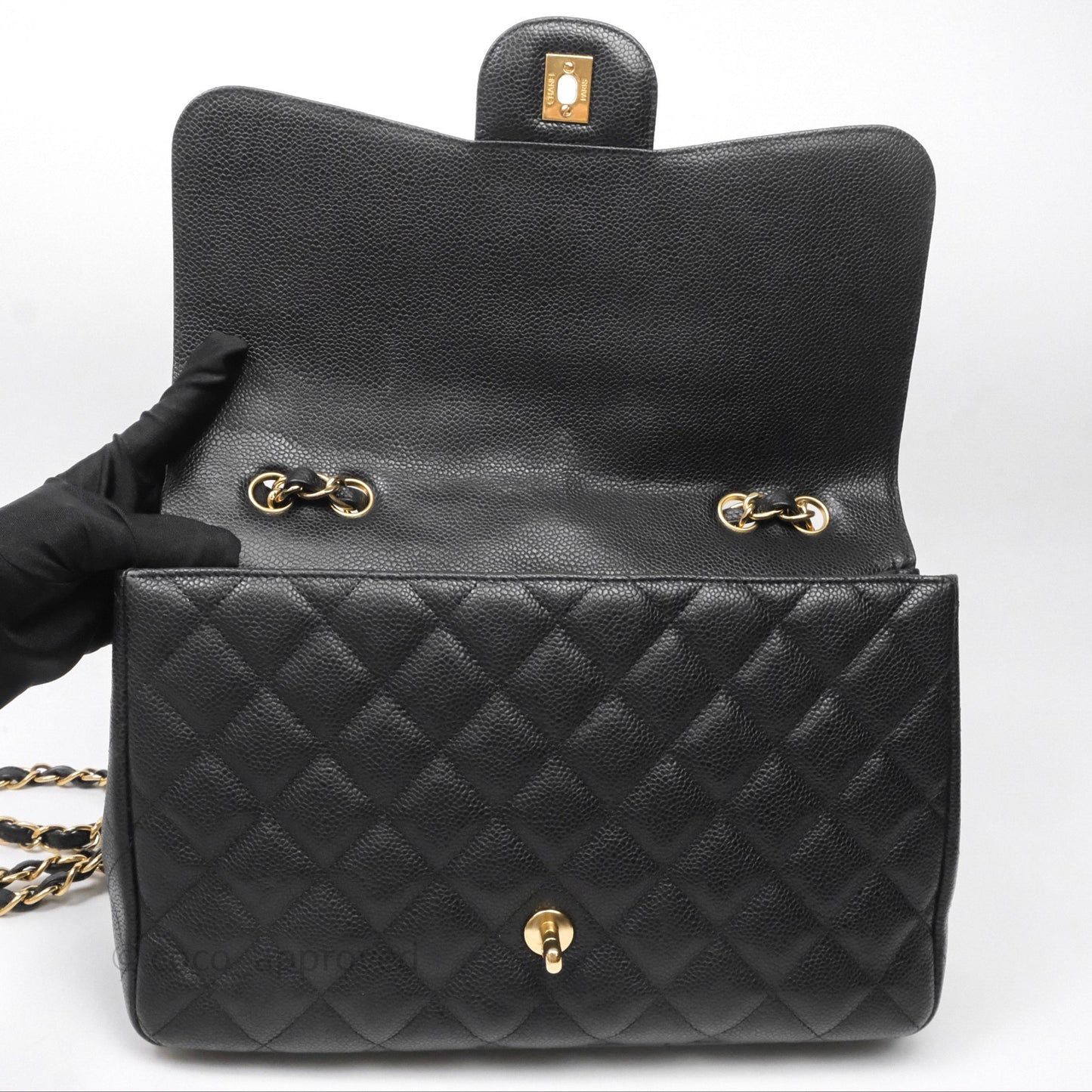 Chanel Jumbo Single Flap Black Caviar Gold Hardware⁣⁣