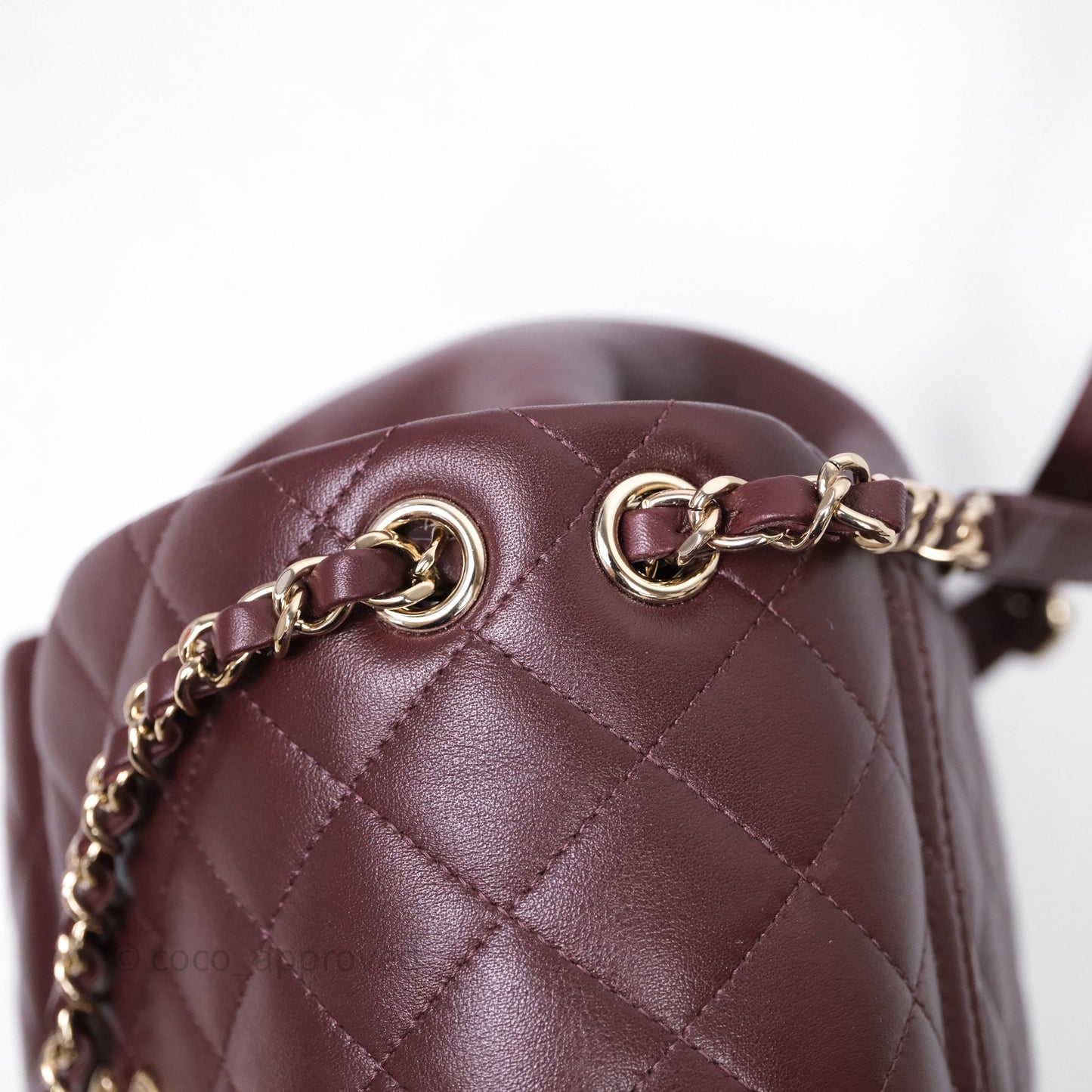 Chanel Quilted Large Duma Drawstring Backpack Bordeaux Calfskin Light Gold Hardware