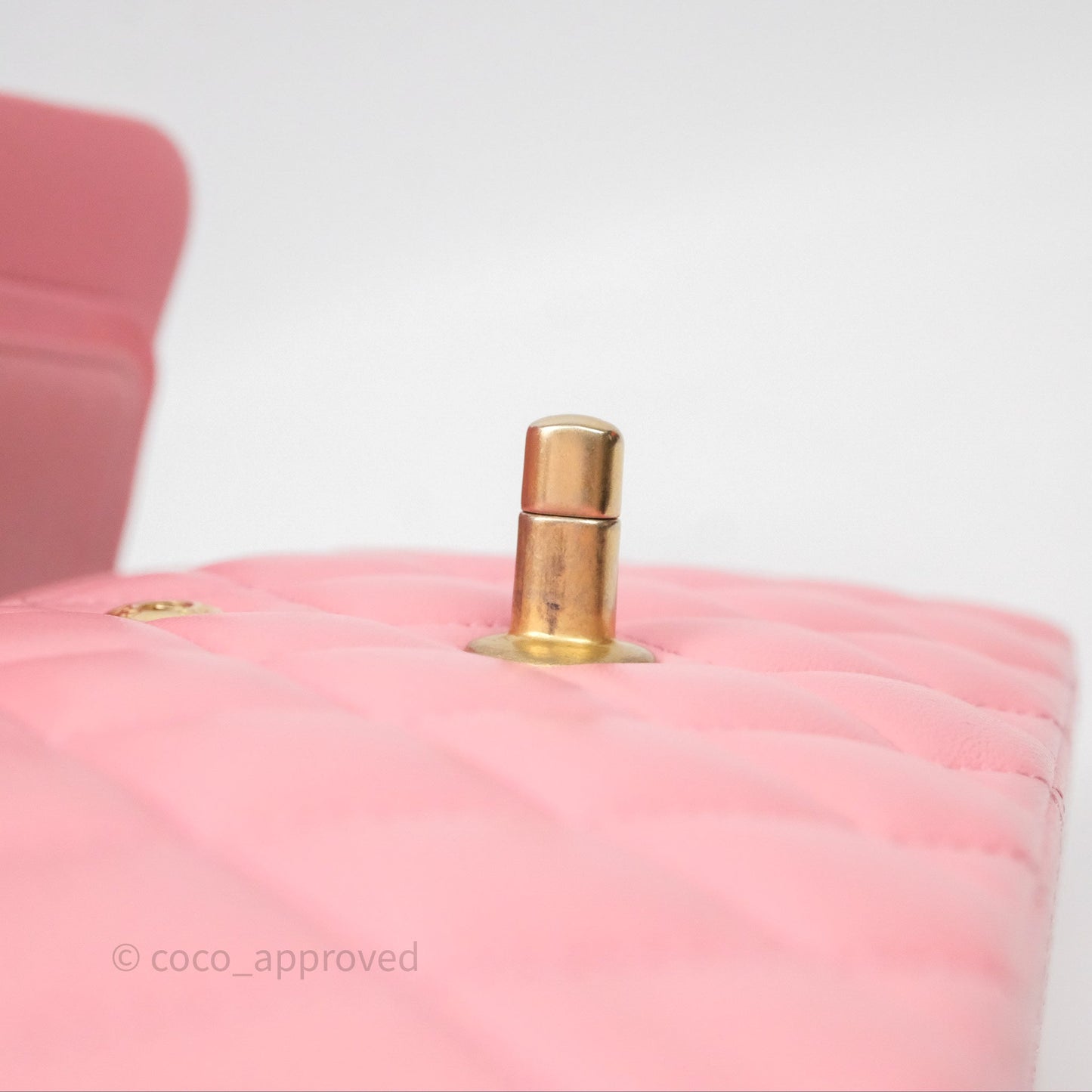 Chanel Small Classic Quilted Flap Pink Lambskin Aged Gold Hardware