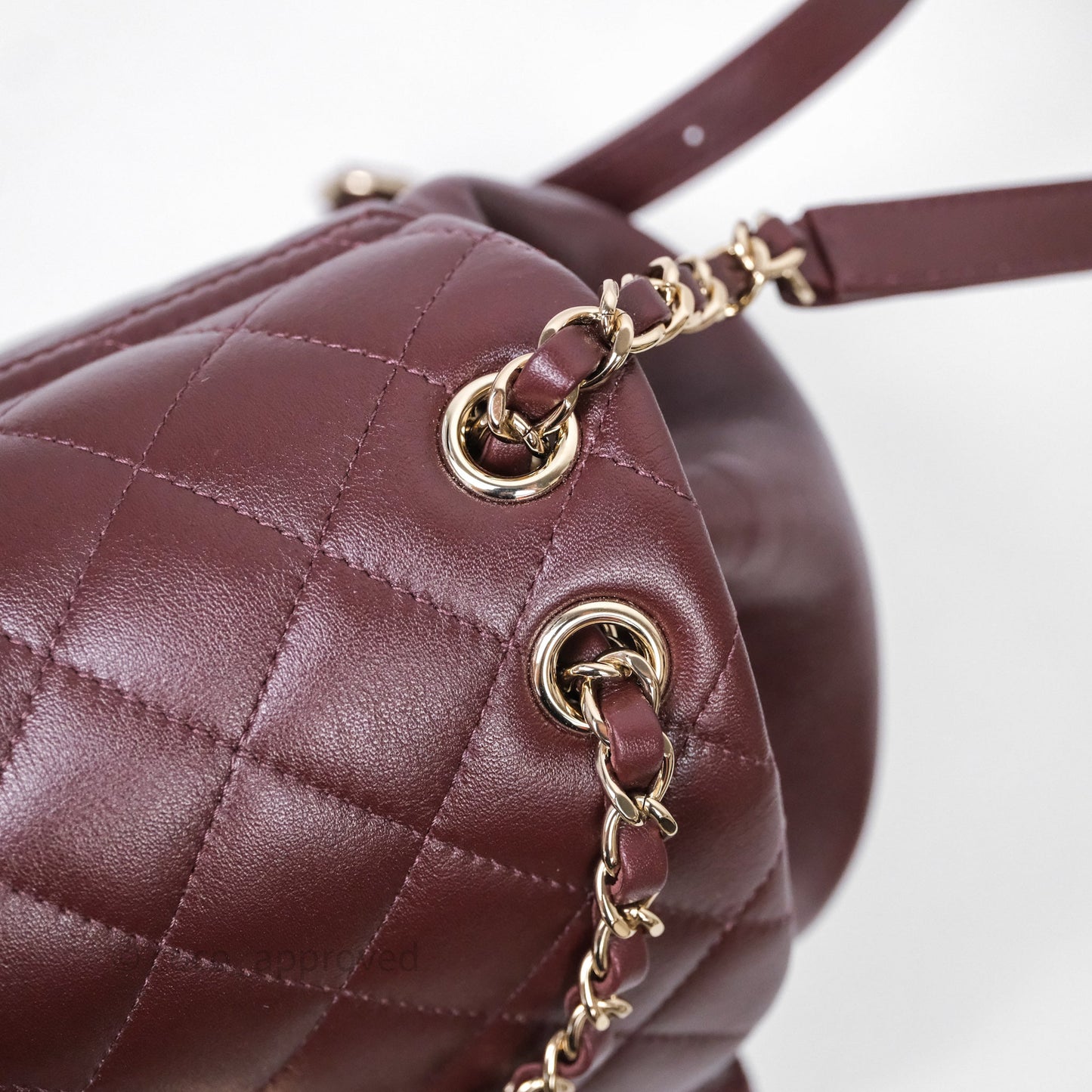 Chanel Quilted Large Duma Drawstring Backpack Bordeaux Calfskin Light Gold Hardware