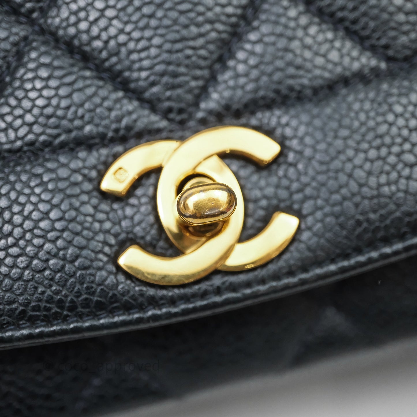 Chanel Vintage Medium Classic Diana Flap Bag Black Caviar 24K Gold Hardware