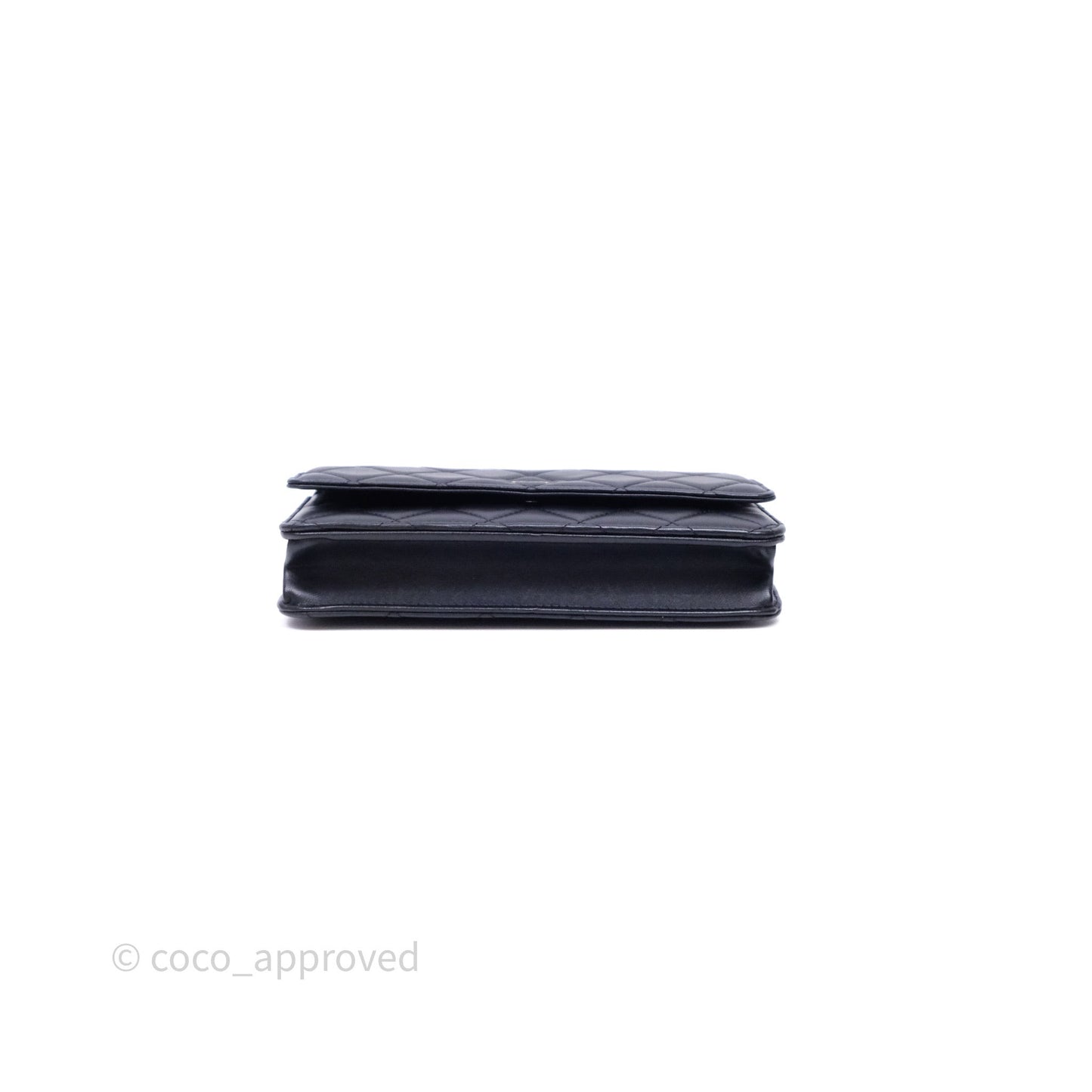 Chanel Quilted Classic Wallet on Chain WOC Black Lambskin Silver Hardware