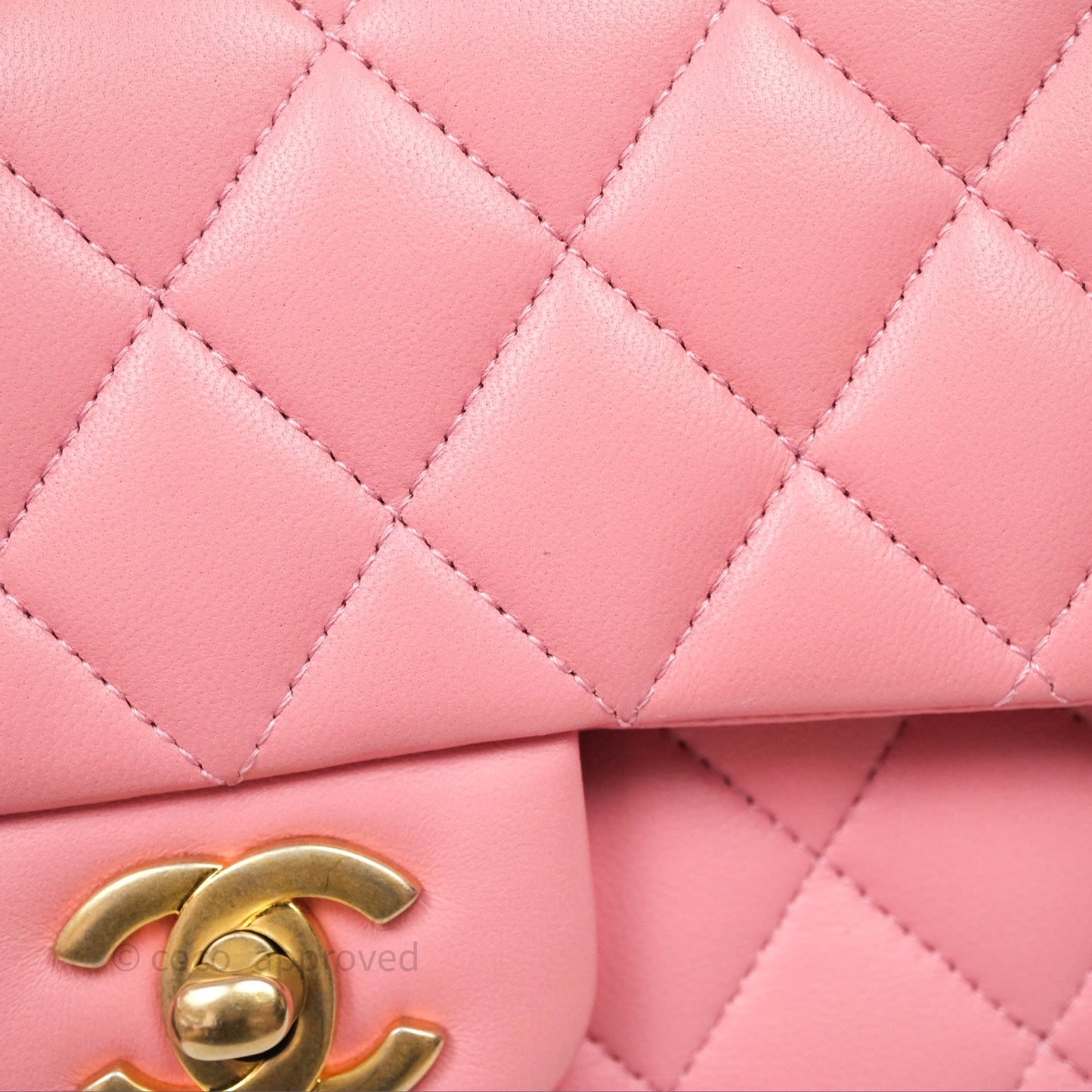Chanel Small Classic Quilted Flap Pink Lambskin Aged Gold Hardware